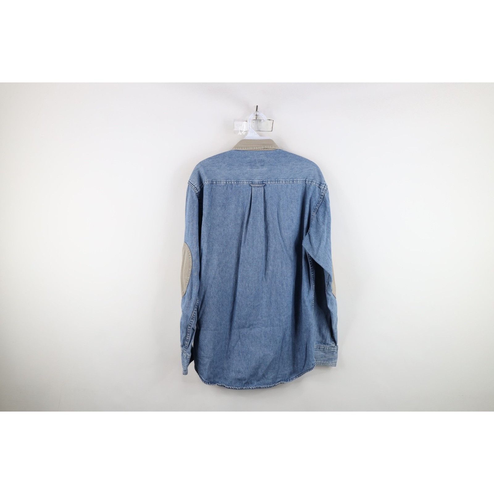 Cabelas Vintage 90s Cabelas Elbow Patch Denim Jean Button Down Shirt Size US S / EU 44-46 / 1 - 14 Thumbnail