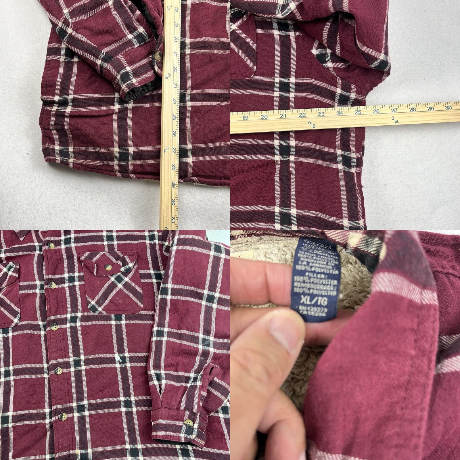 Wrangler VINTAGE Wrangler Authentics Men’s Red Plaid Sherpa Lined Button Up Shirt Jacket XL Size US XL / EU 56 / 4 - 8 Thumbnail