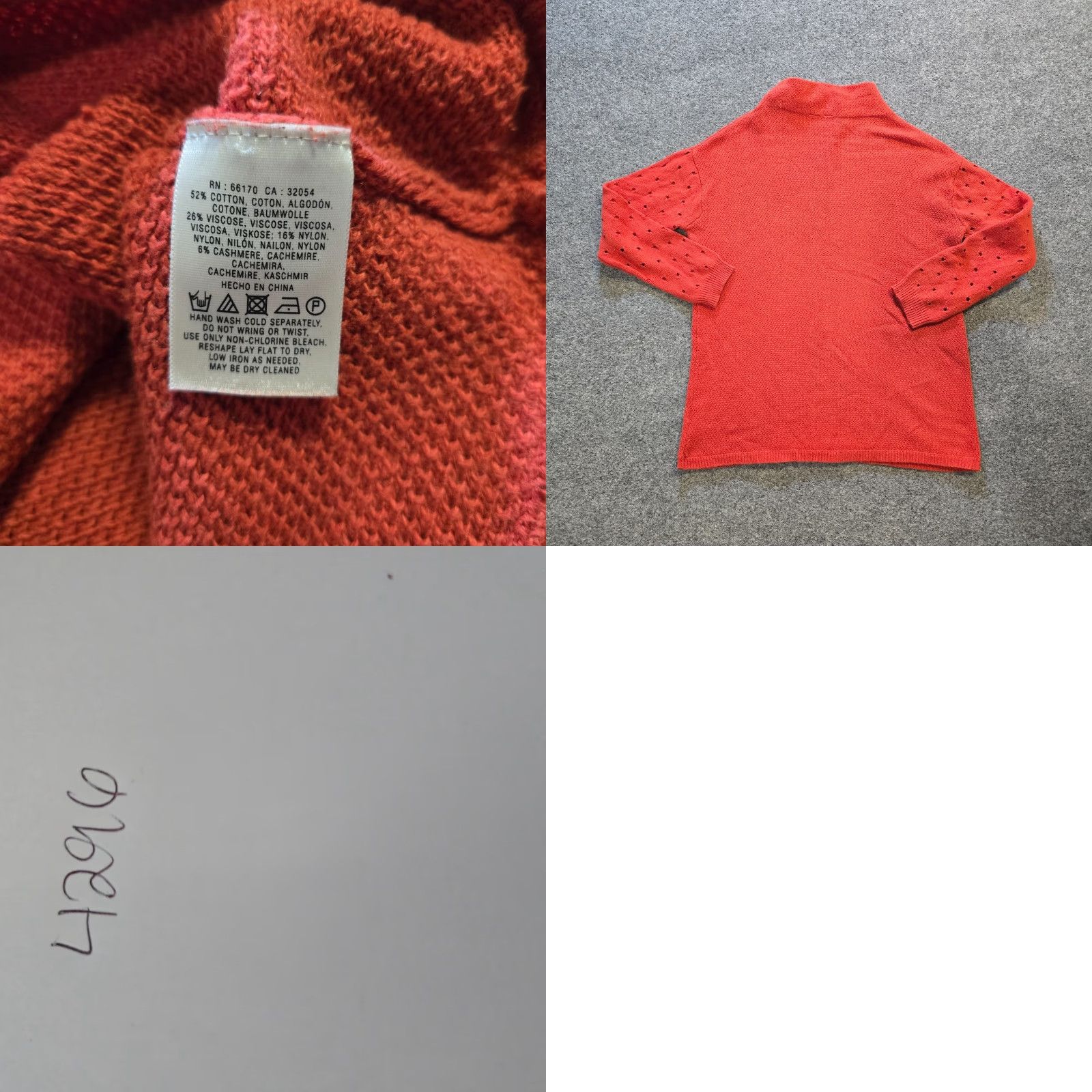 Anthropologie Moth Sweater Women Small Orange Cashmere Blend High Neck Pullover Casual Winter Fall Spring Size S / US 4 / IT 40 - 8 Thumbnail