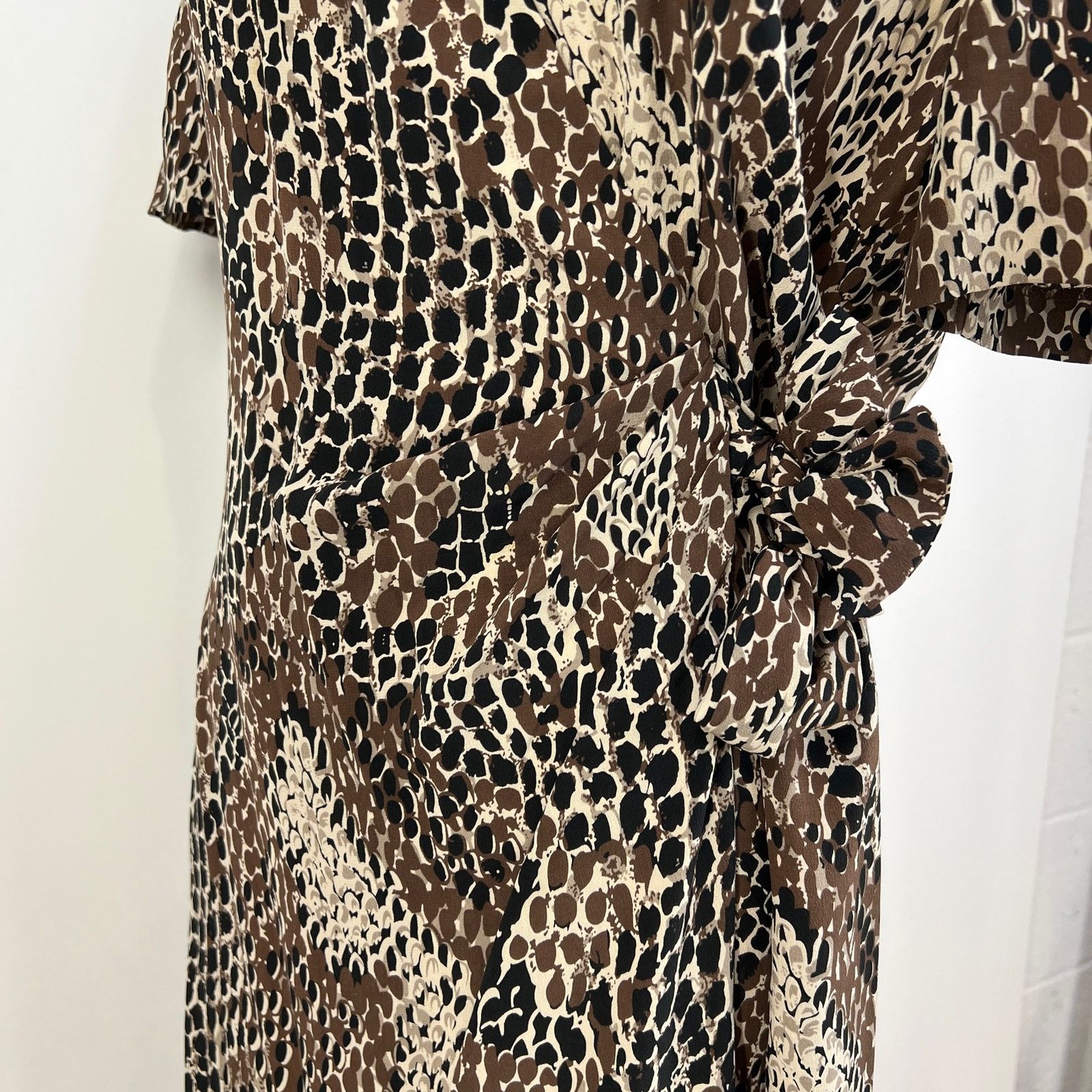 Adrianna Papell Adrianna Papell Silk Snake Print Midi Dress Brown Size L / US 10 / IT 46 - 8 Thumbnail