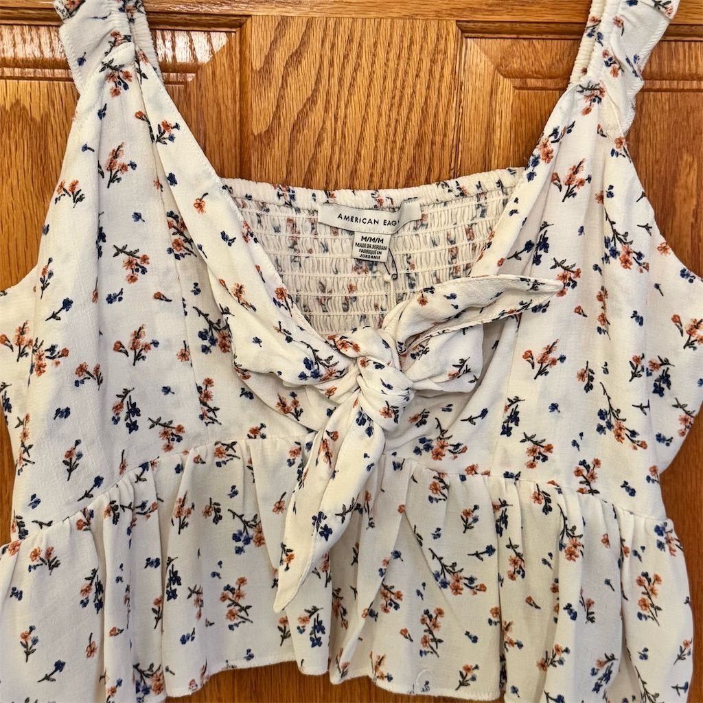 American Eagle Outfitters American Eagle Women's Floral Tie Front Tank Top Multicolor Size M / US 6-8 / IT 42-44 - 2 Thumbnail