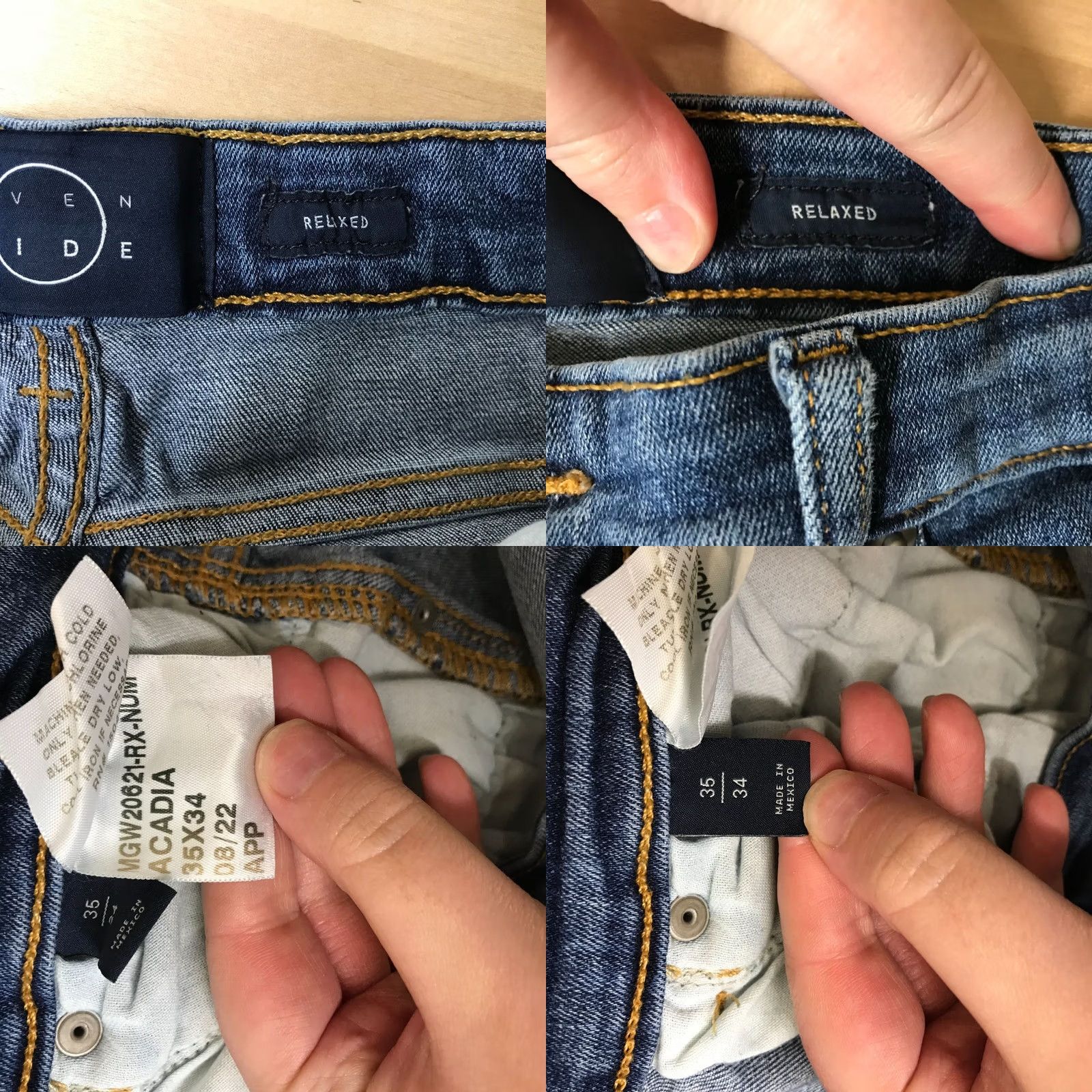 Denime EVEN TIDE Relaxed Fit Jeans Mens 35 34 Blue Denim Straight Size US 35 - 8 Thumbnail