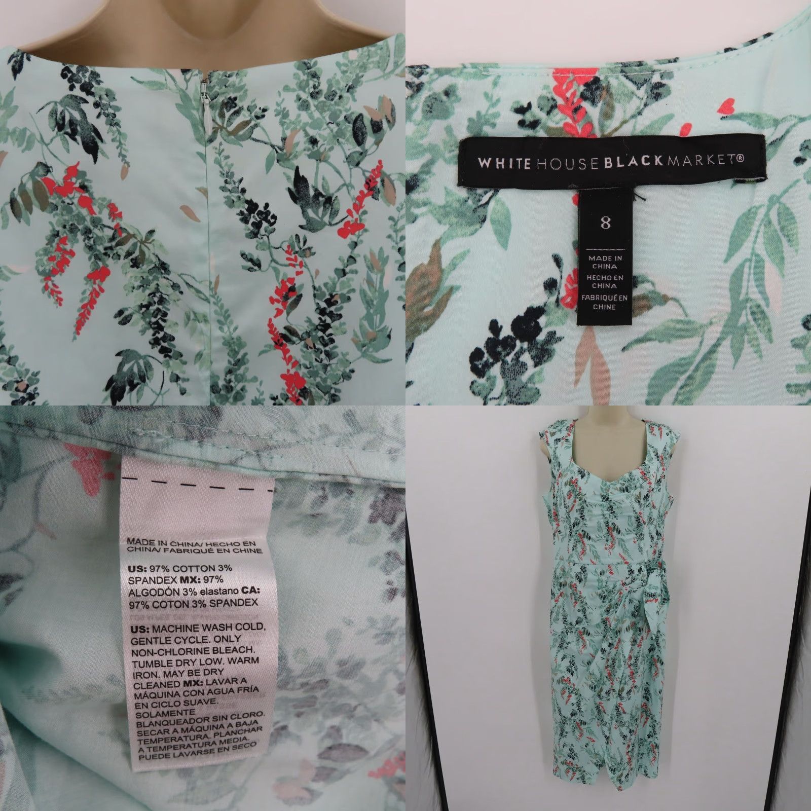 White House Black Market White House Black Market Womens 8 Green Leaf Leaves Sleeveless Sundress Dress Size M / US 6-8 / IT 42-44 - 8 Thumbnail