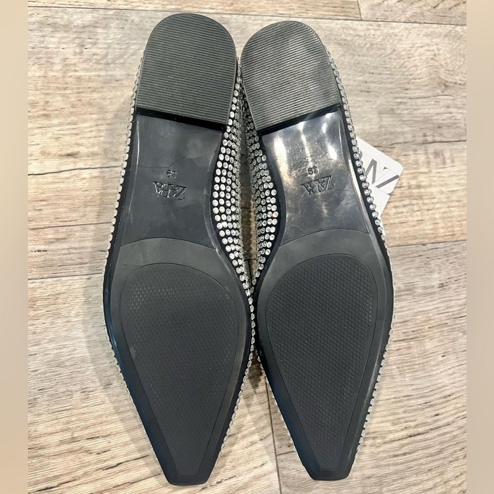 Zara Zara Rhinestone Pointed Toe Flats Sparkle Ballet Flats Size US 8 / IT 38 - 16 Thumbnail