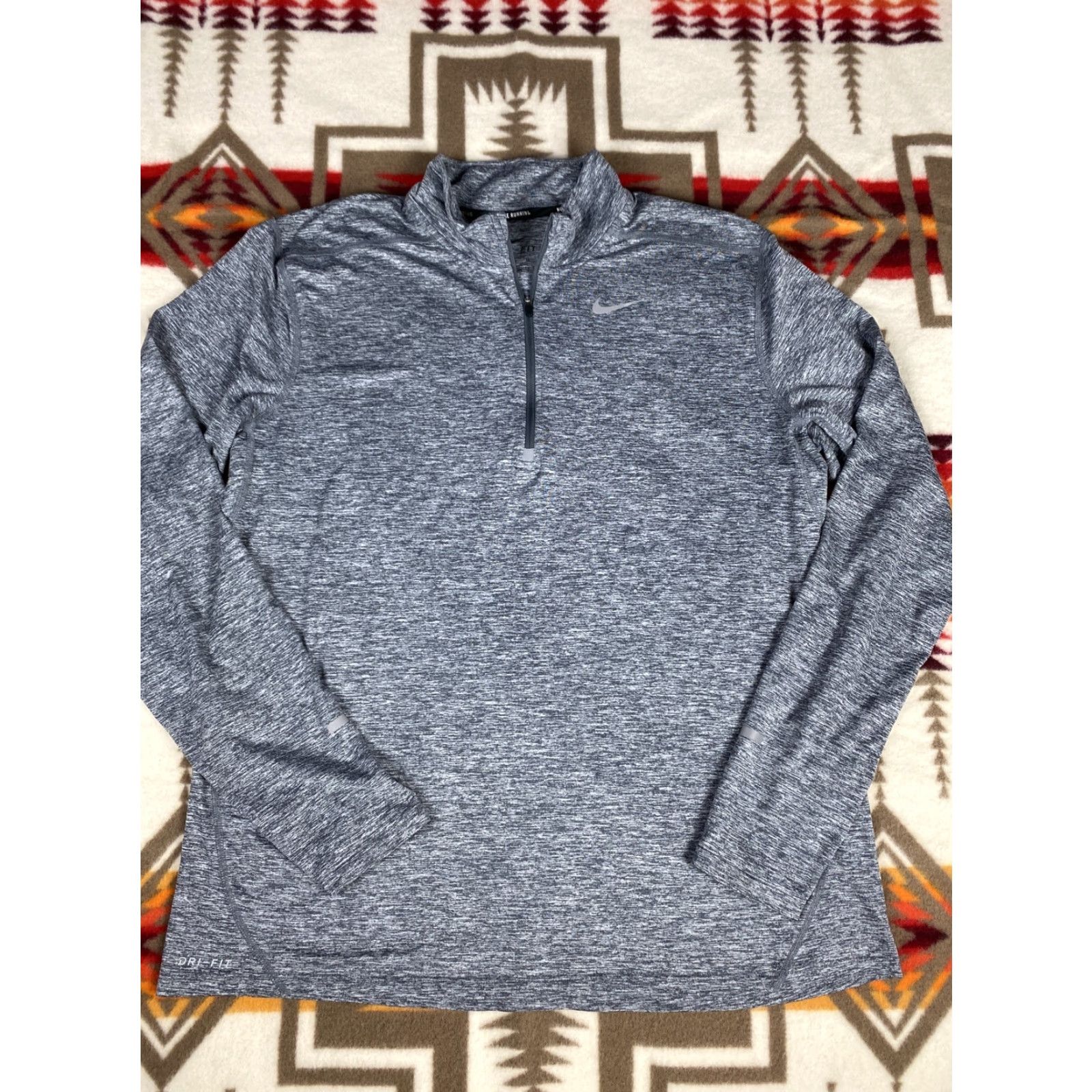 Nike Nike Dri Fit Running 1/4 Zip Long Sleeve Heather Gray Shirt Mens XL Size US XL / EU 56 / 4 - 2 Thumbnail