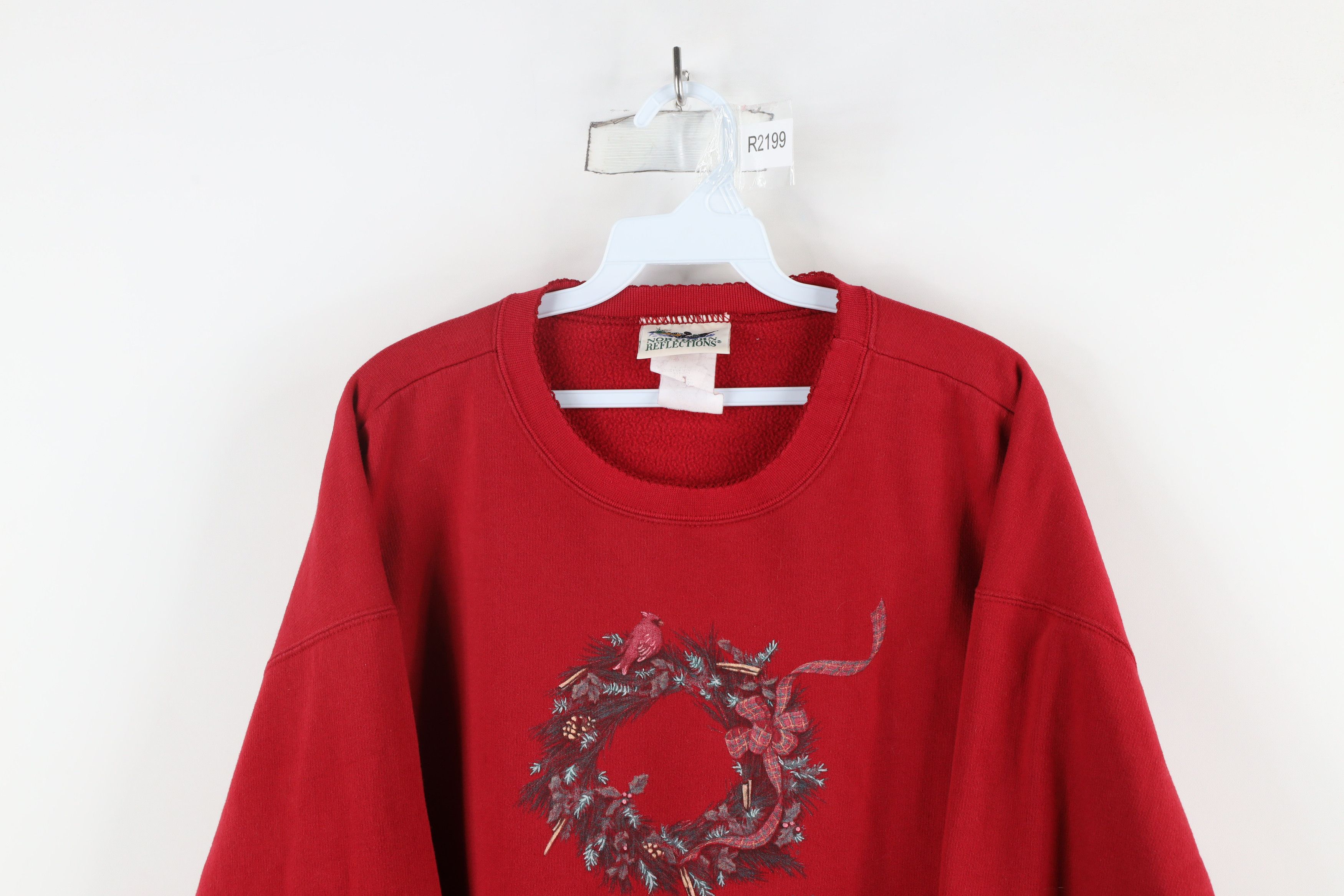 Vintage Vintage 90s Country Primitive Christmas Wreath Sweatshirt Size XXL / US 16-18 / IT 52-54 - 2 Thumbnail