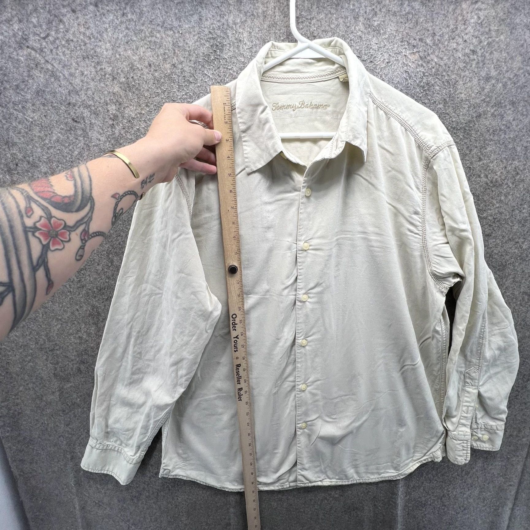 Tommy Bahama Tommy Bahama Shirt Mens L Beige Silk Long Sleeve Button Front Casual Woven Size US L / EU 52-54 / 3 - 6 Thumbnail