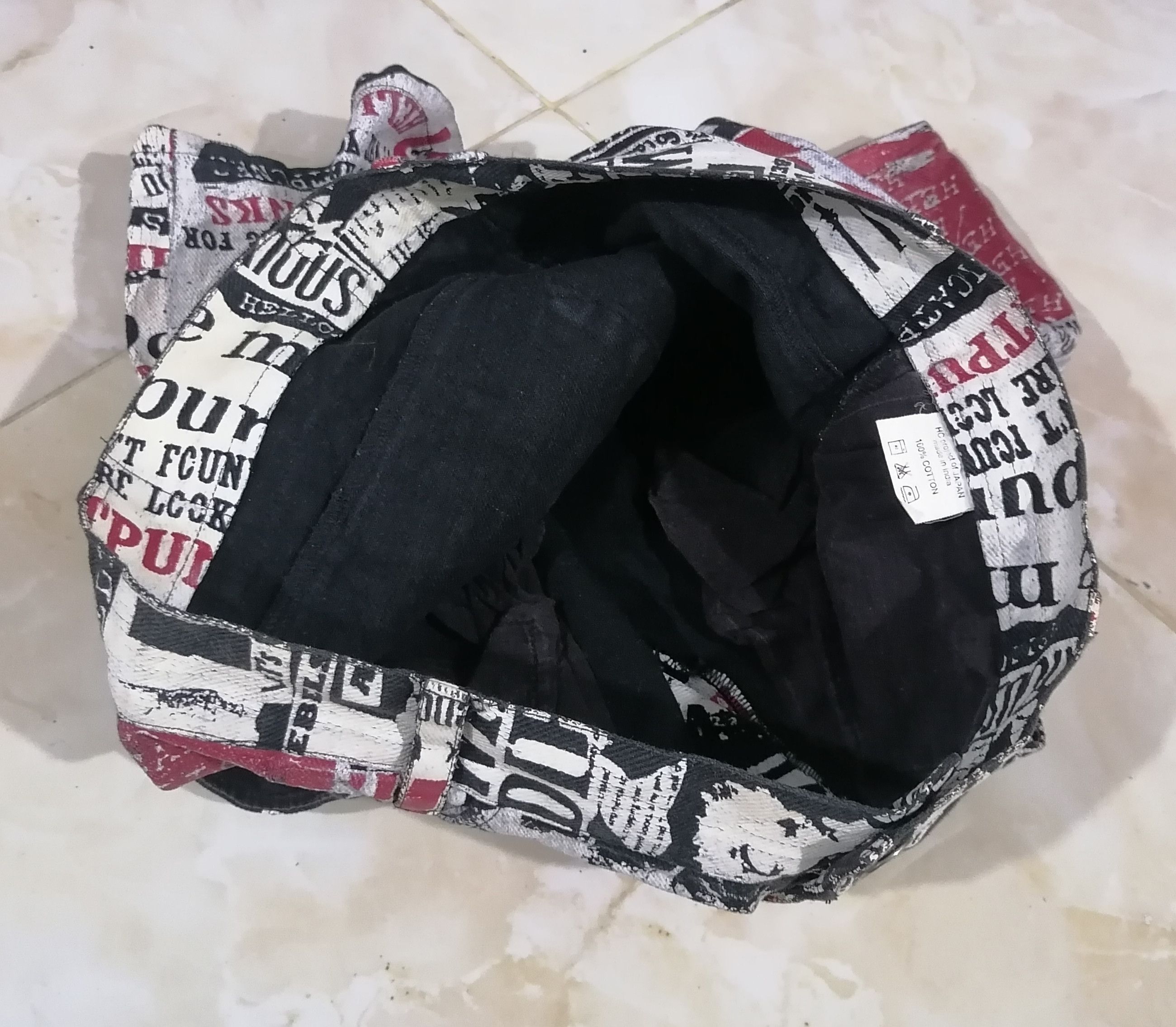 Seditionaries Hell Cat Punks Waxed Denim Overprinted Mini Skirt Size 30" / US 8 / IT 44 - 5 Thumbnail