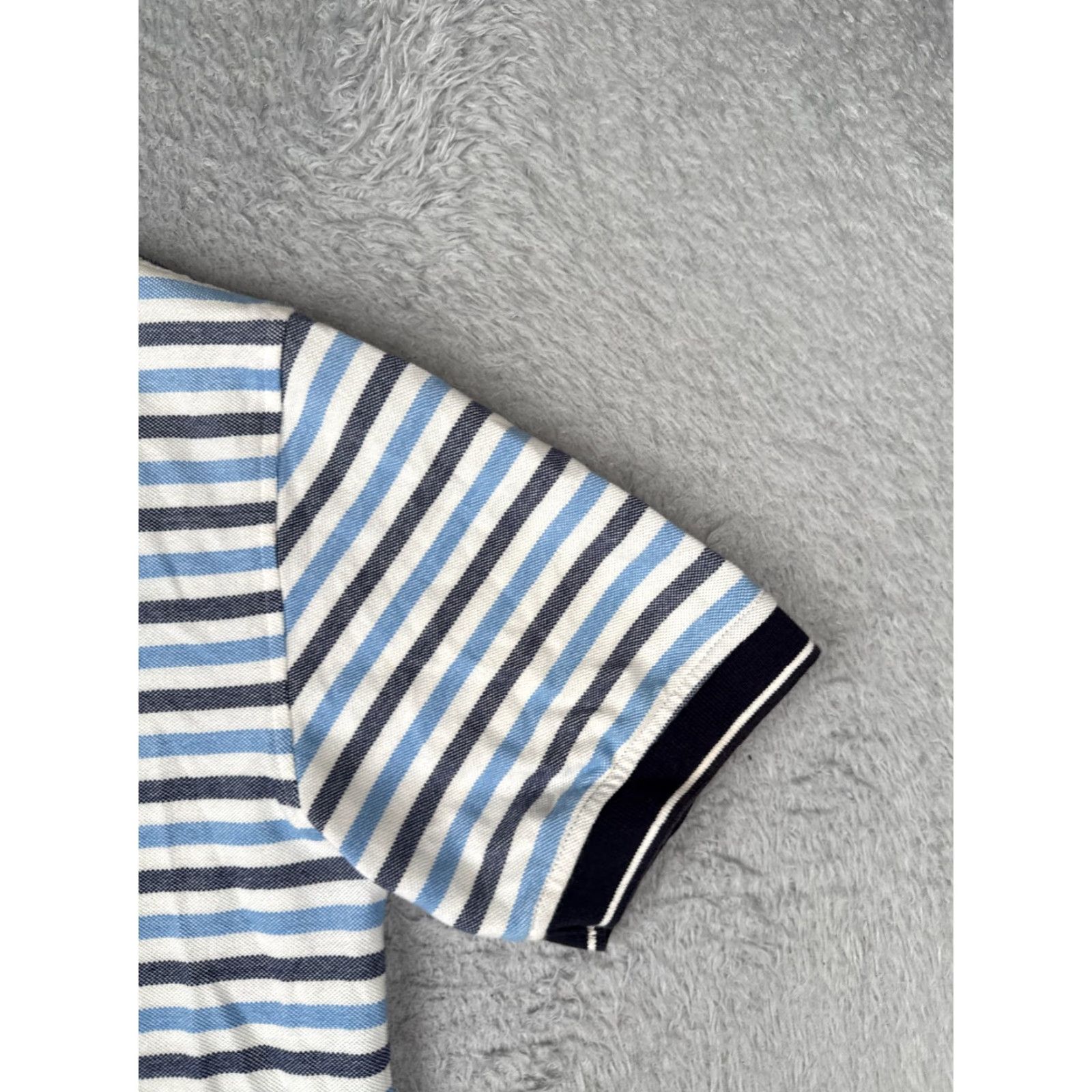 Tommy Hilfiger Tommy Hilfiger Polo Shirt Men Large White Blue Stripe Cotton Short Sleeve READ Size US L / EU 52-54 / 3 - 2 Thumbnail