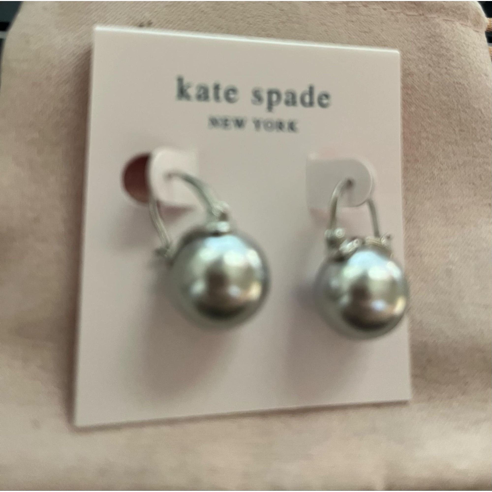Kate Spade Kate Spade Silver Gray Pearl Drop Earrings Size ONE SIZE - 1 Thumbnail
