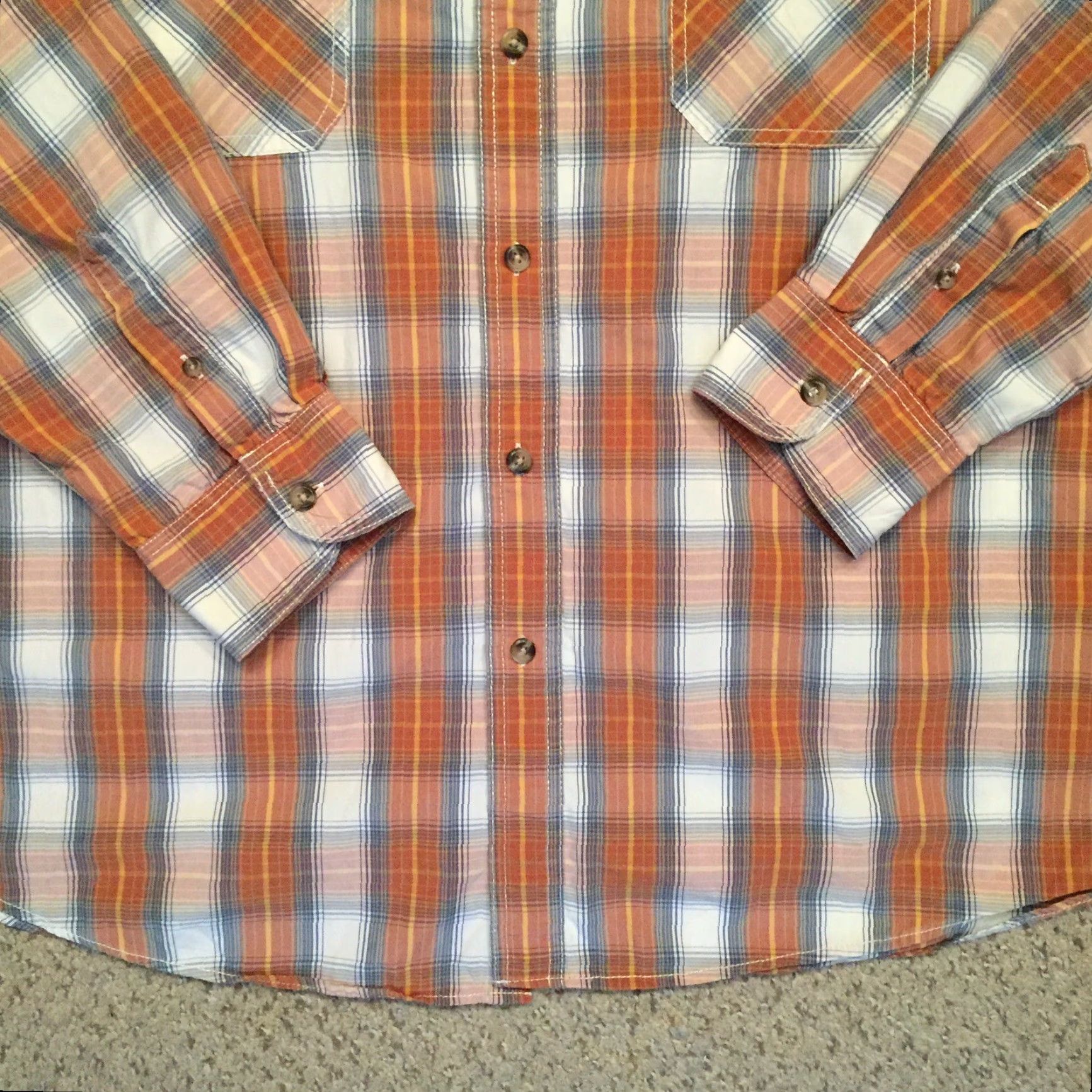 Vintage Ruff Hewn Shirt Mens 2XL Orange Plaid Long Sleeve Button-Up Pockets Size US XXL / EU 58 / 5 - 4 Thumbnail