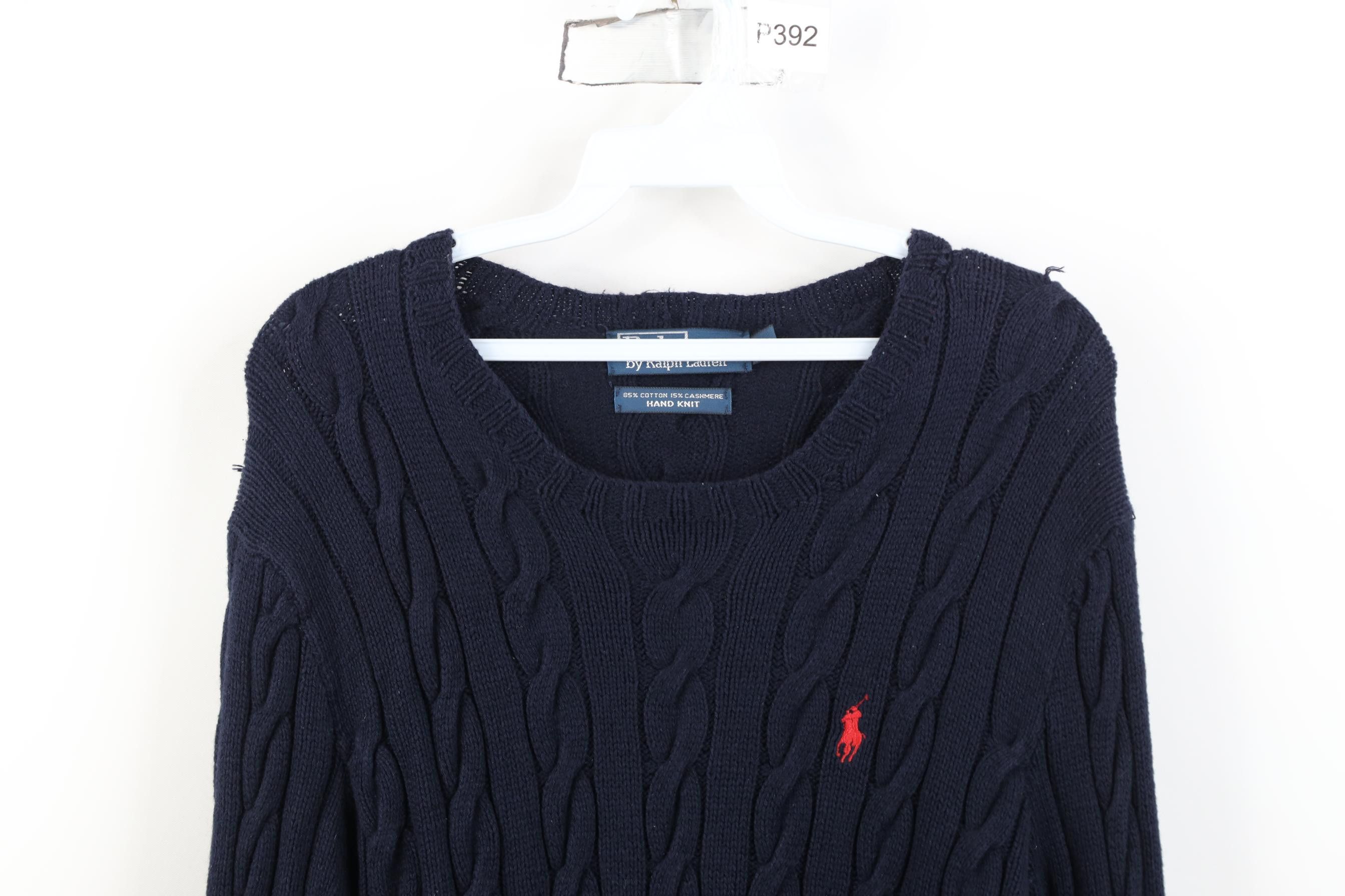 Polo Ralph Lauren Vintage 90s Ralph Lauren Chunky Cable Knit Sweater Blue Size XL / US 12-14 / IT 48-50 - 2 Thumbnail