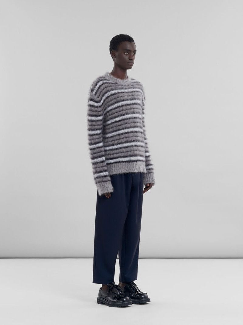 Marni o1w1db10526 Striped Mohair Jumper in Gray Size US L / EU 52-54 / 3 - 3 Thumbnail