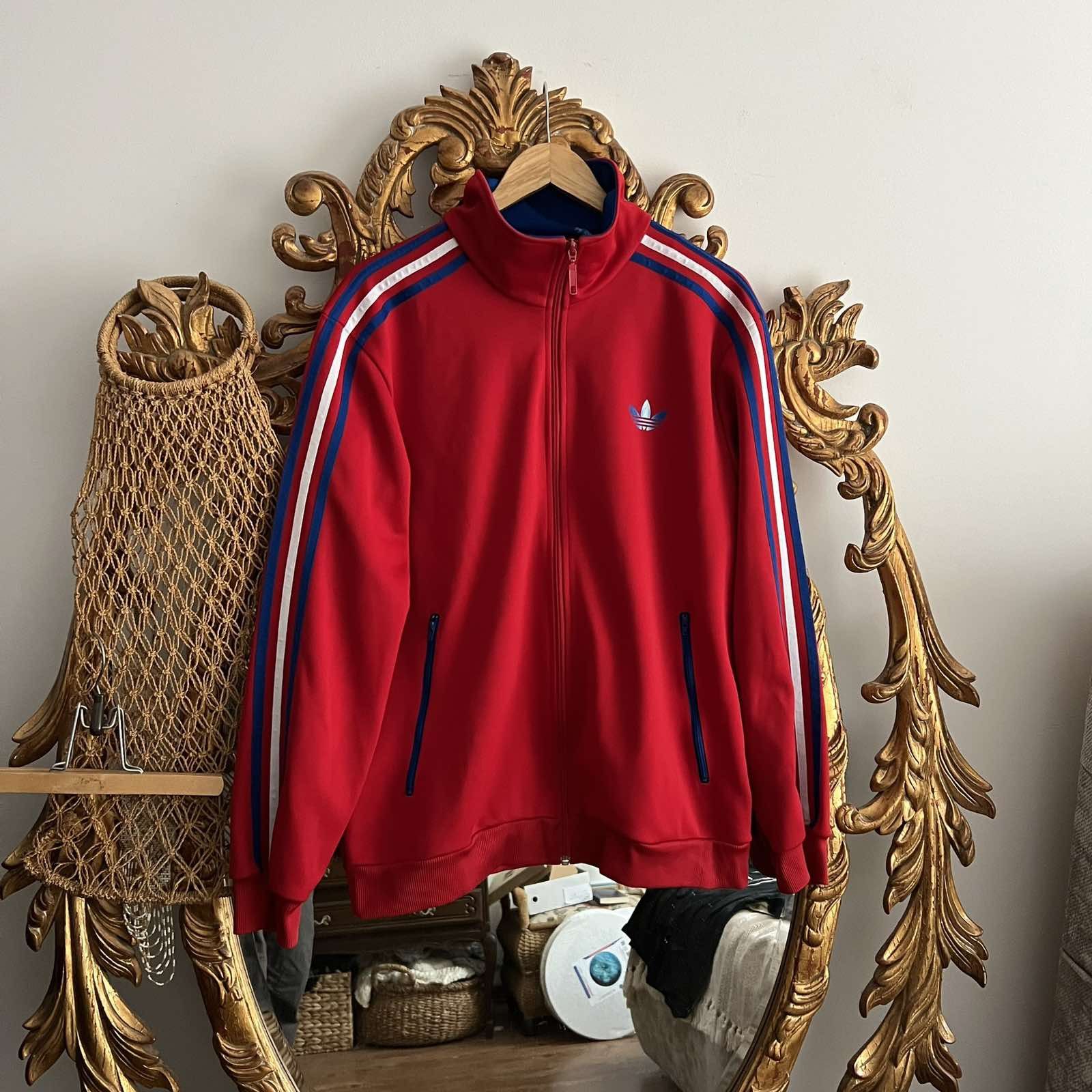Adidas × Vintage Vintage Y2K Balenciaga Style Adidas Red Track Jacket Sz L Size US L / EU 52-54 / 3 - 1 Thumbnail