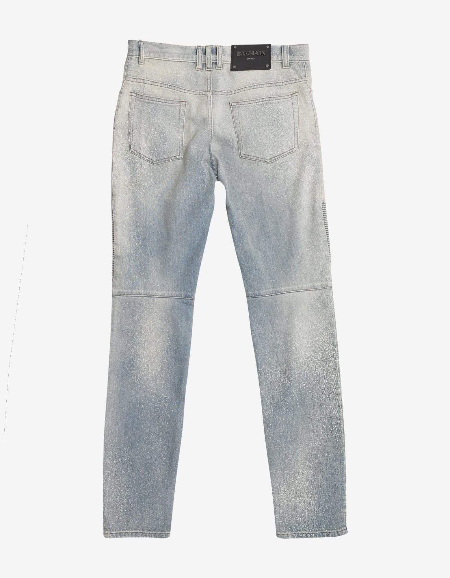 Balmain Balmain Light Blue Faded Biker Jeans Size US 31 - 2 Thumbnail