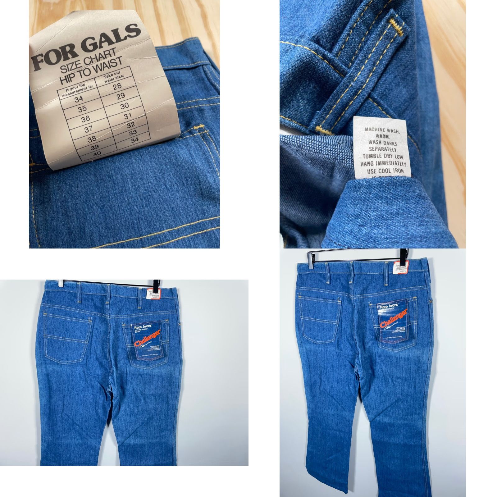 Vintage VINTAGE Challenger Jeans Women's 70s Flared Denim 37 x 28 Blue Cotton Blend Unworn 38/30 Tag Mens Womens Boys Girls Size 26" / US 2 / IT 38 - 9 Thumbnail