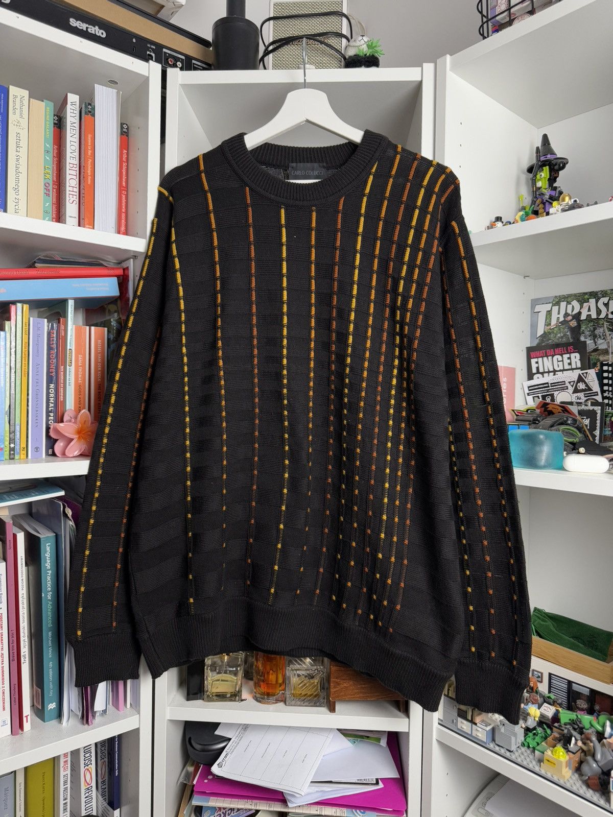 Vintage Carlo Colucci multicolour cable knit sweater XL y2k