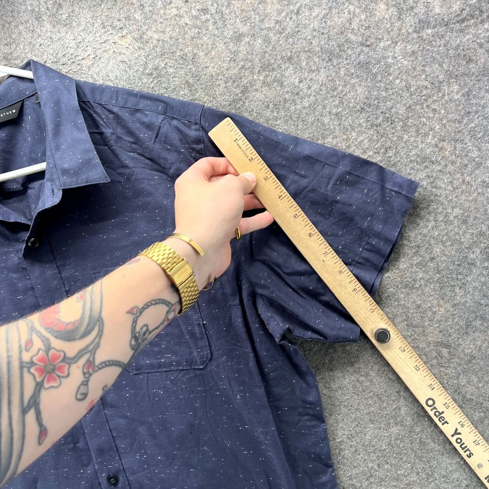 TravisMathew Travis Mathew Shirt Mens Large Blue Short Sleeve Slub Button Front Casual Woven Size US L / EU 52-54 / 3 - 5 Thumbnail