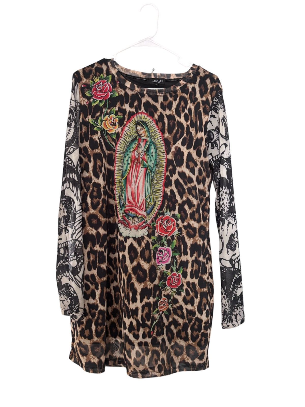 knee length dresses for ladies Ed Hardy Skull Dagger Mesh Tee Dress – Xs