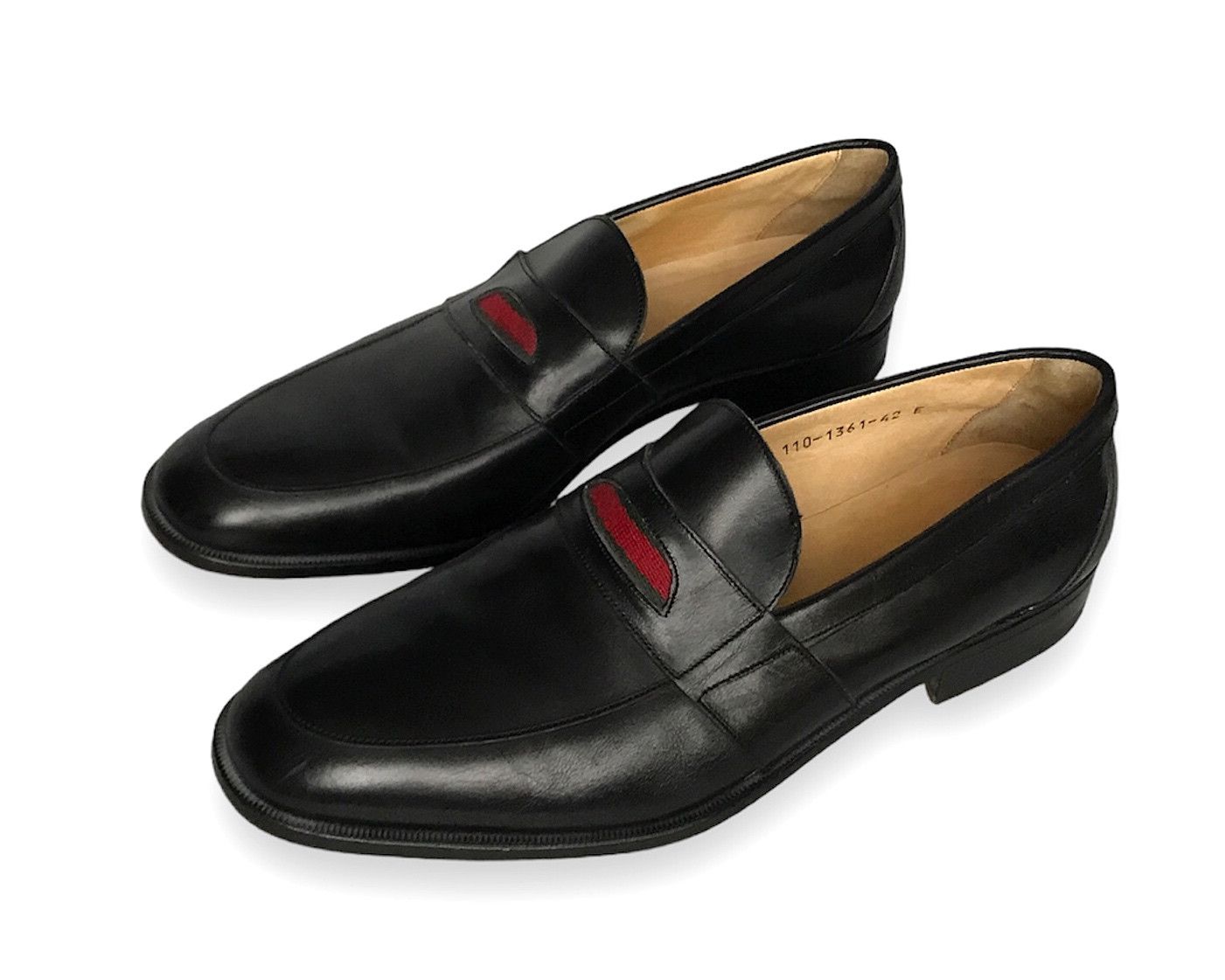 hot gucci web slip on loafers black smooth leather eu42 uk8 - Main Image