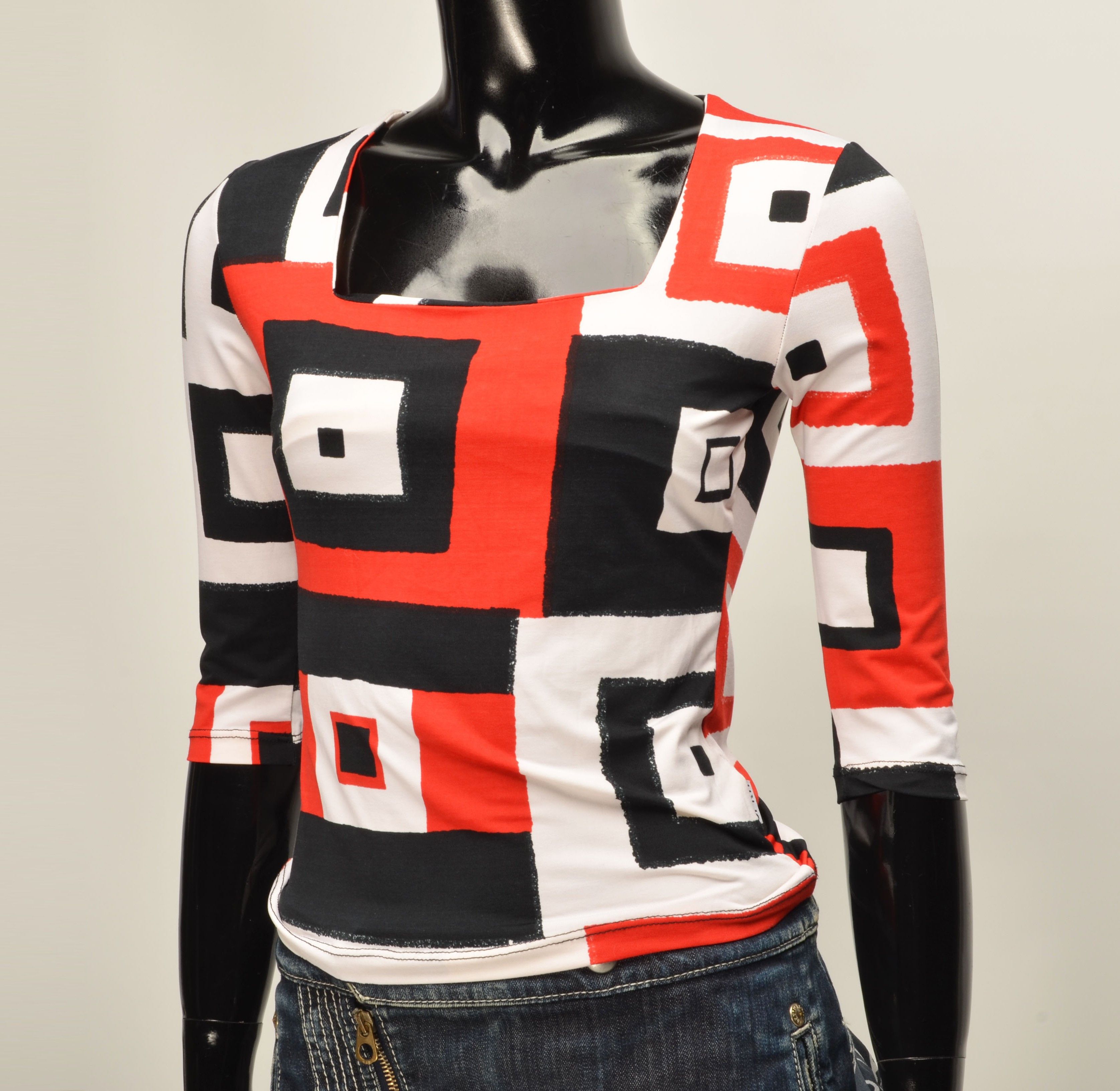 Esprit Vintage Esprit 90's Square Neck Geometric Print Top Size S / US 4 / IT 40 - 2 Thumbnail