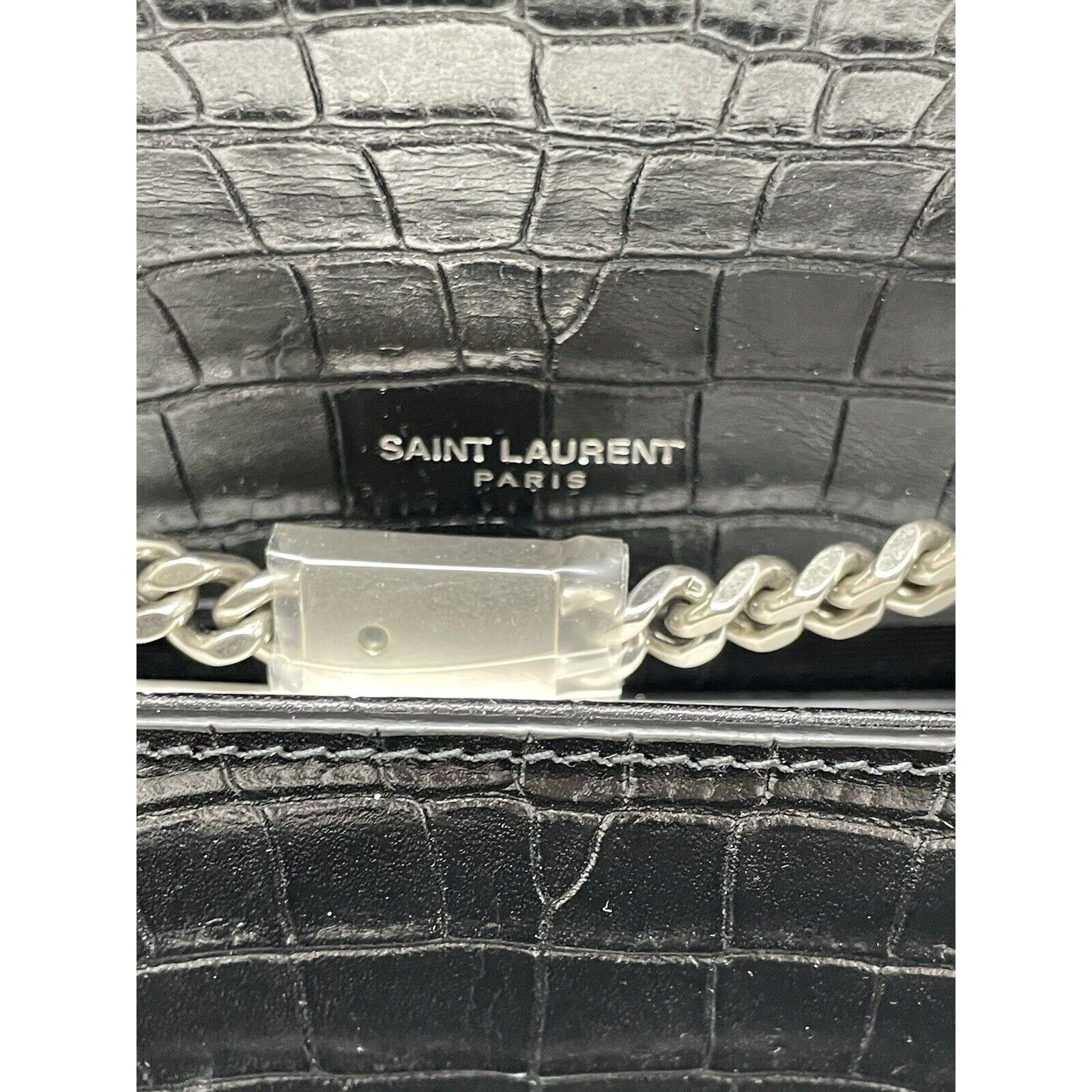 Yves Saint Laurent Calfskin Crocodile Embossed Small Classic Kate Tassel Size ONE SIZE - 11 Thumbnail