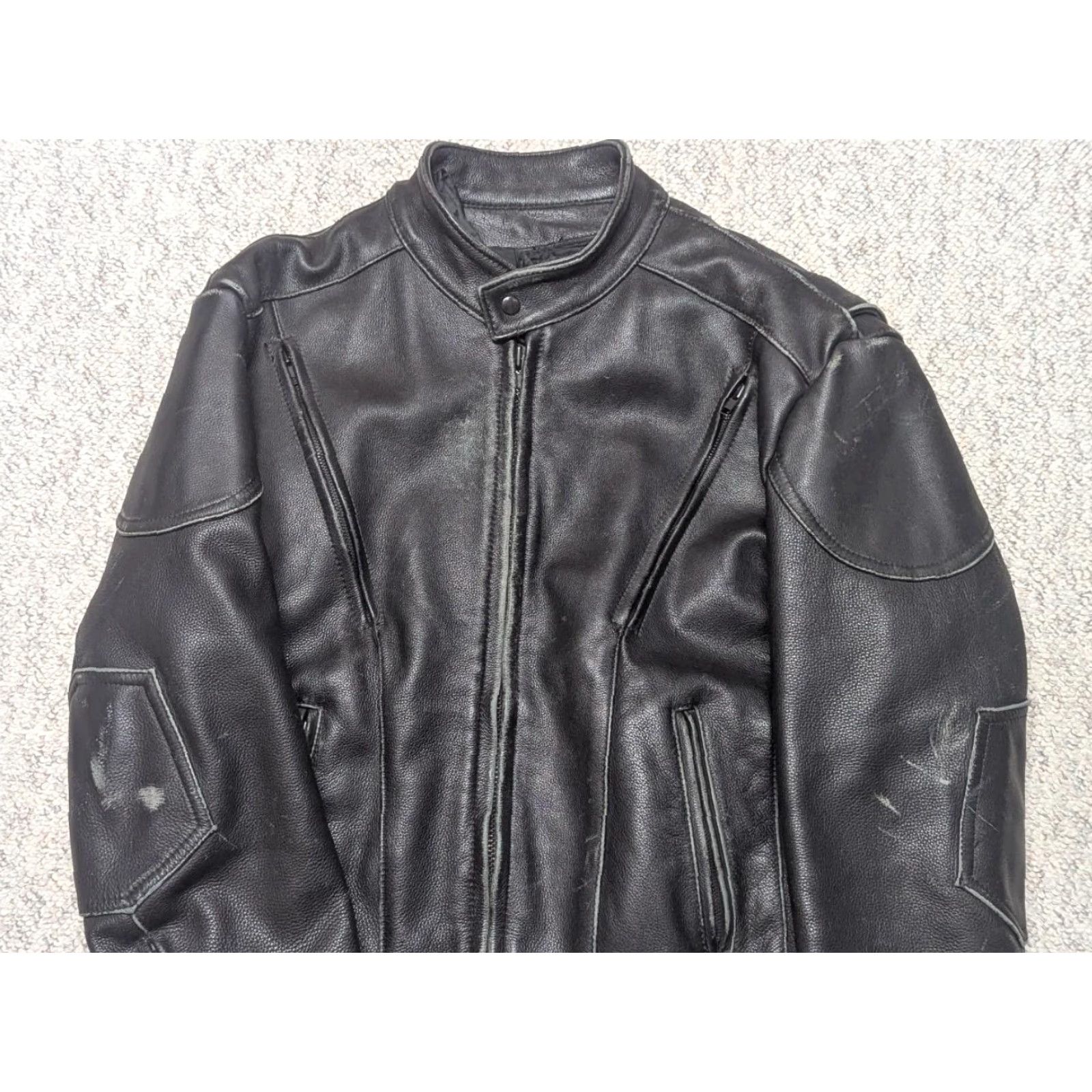 Vintage VINTAGE Victor's USA Leather Motorcycle Jacket XL 48 Black Men 1990s Caf Racer Venting 80s 90s Size US XL / EU 56 / 4 - 3 Thumbnail