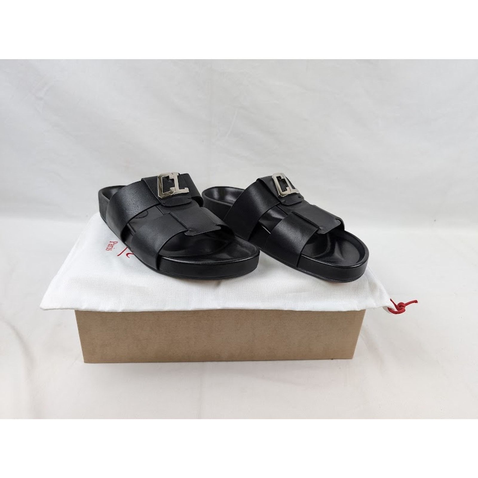 Christian Louboutin Dhabubizz Flat Slides in Black BNWB 42