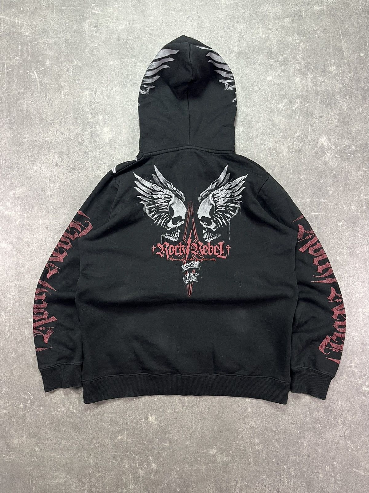 Japanese Brand Rock Rebel Printed Zip Hoodie XL Metal Affliction Rare Size US XL / EU 56 / 4 - 2 Thumbnail