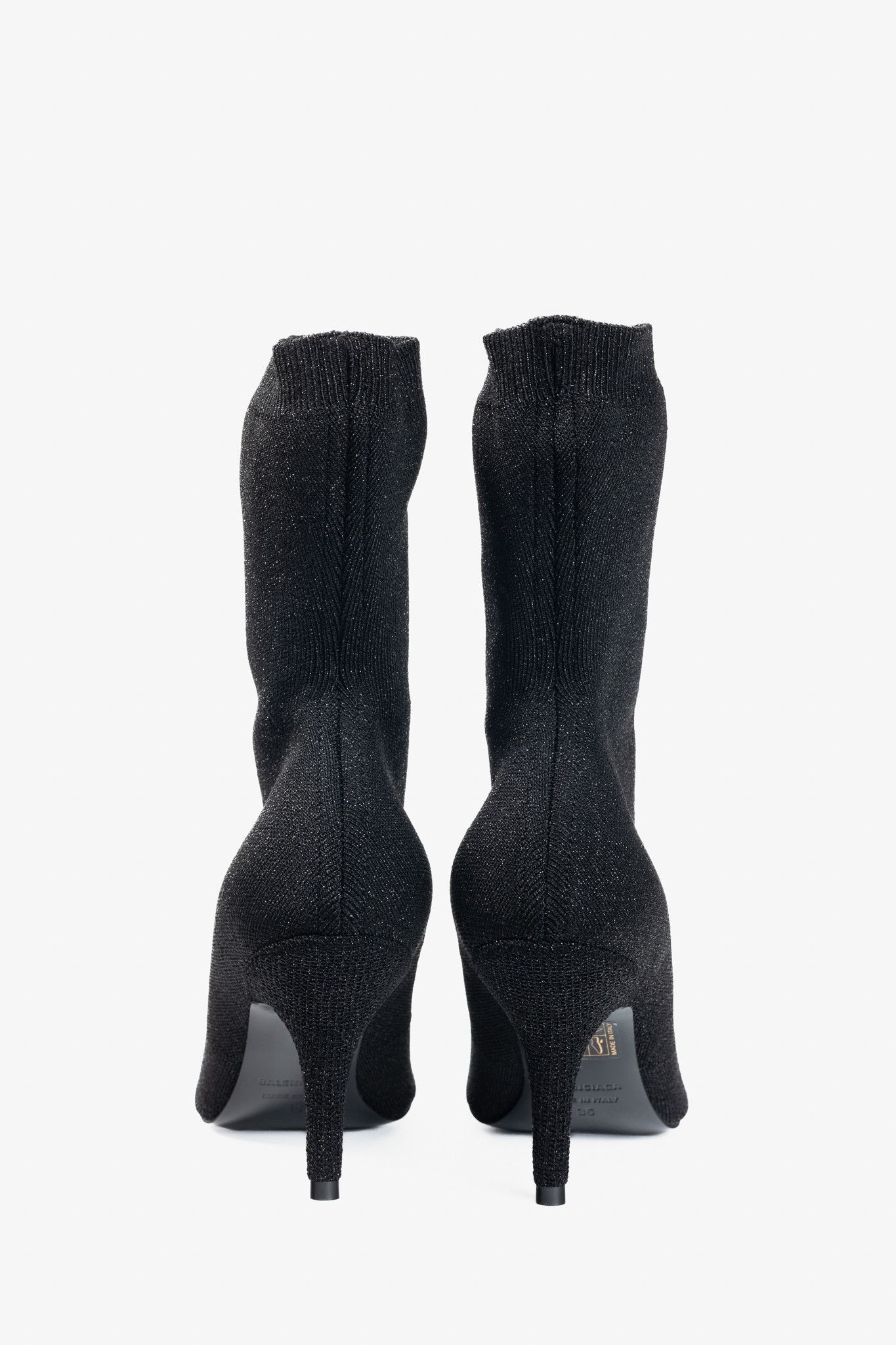 Balenciaga Balenciaga Knife 80 Black Glittered Stretch-Knit Ankle Boots Size US 4.5 / IT 34.5 - 3 Thumbnail