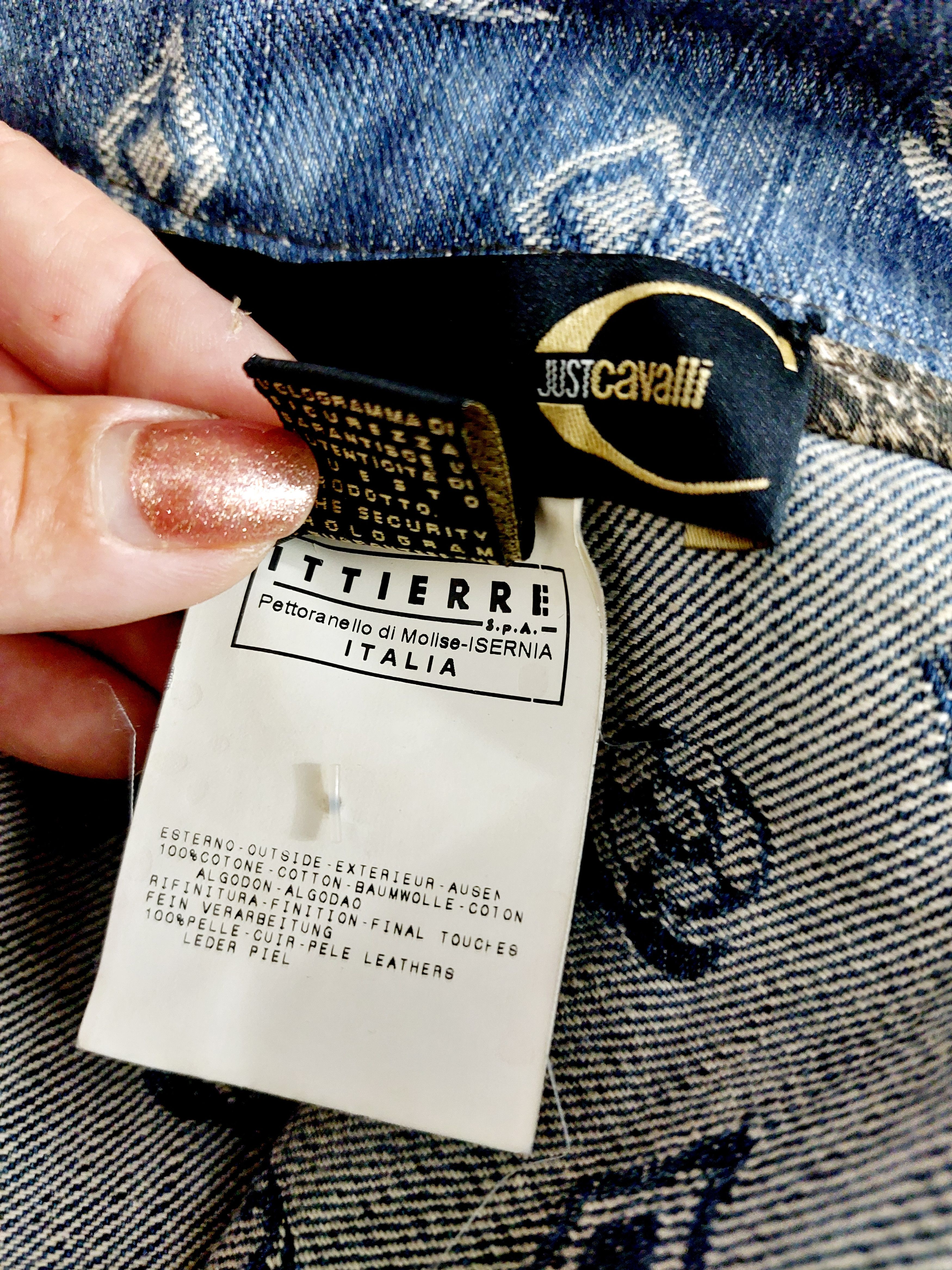 Roberto Cavalli Roberto Cavalli Leather Denim Monogram Logo Jeans Jacket Size S / US 4 / IT 40 - 14 Thumbnail