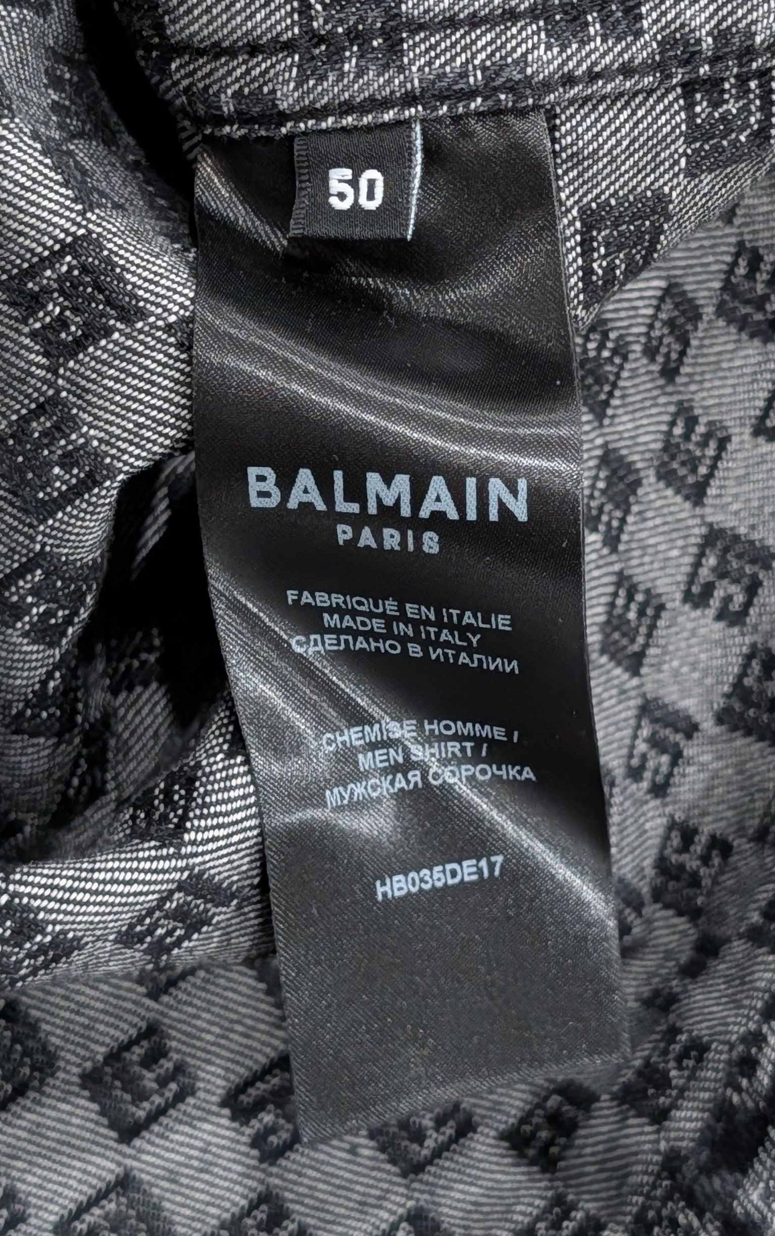 Balmain BALMAIN Monogram Denim SS Button Up Shirt Black/White 50 Size US M / EU 48-50 / 2 - 6 Thumbnail