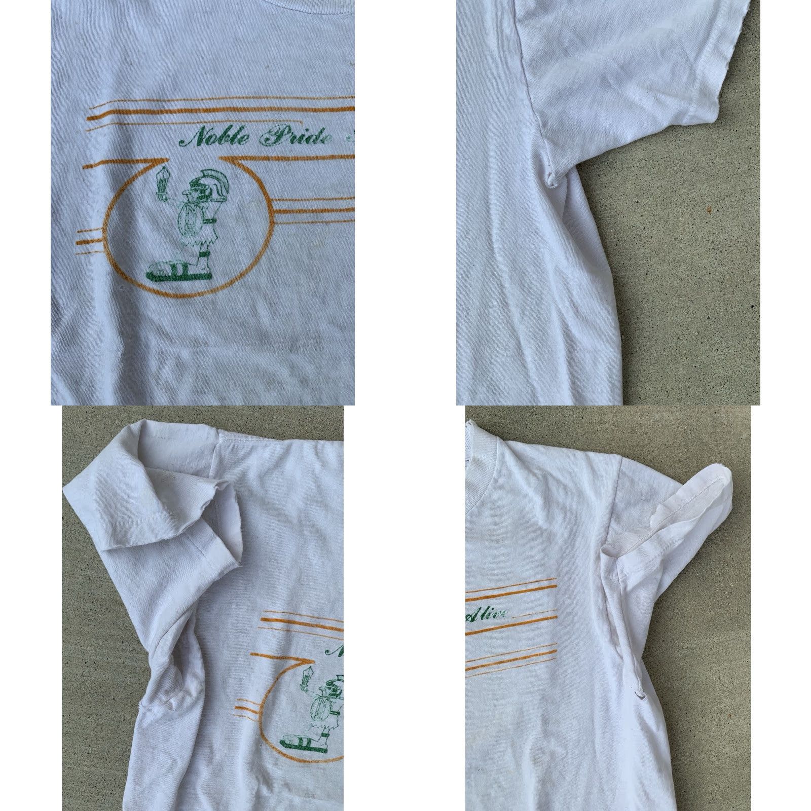 Thrasher Vintage Notre Dame Its Alive T Shirt Collegiate Pacific White Cotton T-Shirt Mens L Graphic Print Distressed Holes 1970s 1980s Size US L / EU 52-54 / 3 - 9 Thumbnail