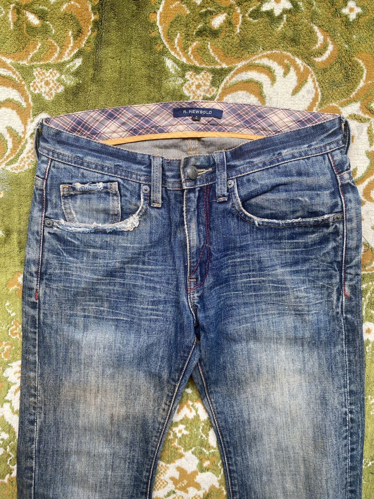 Japanese Brand 2000s R.Newbold Distressed Blue Denim Pants | Vkei Style Size US 31 - 2 Thumbnail
