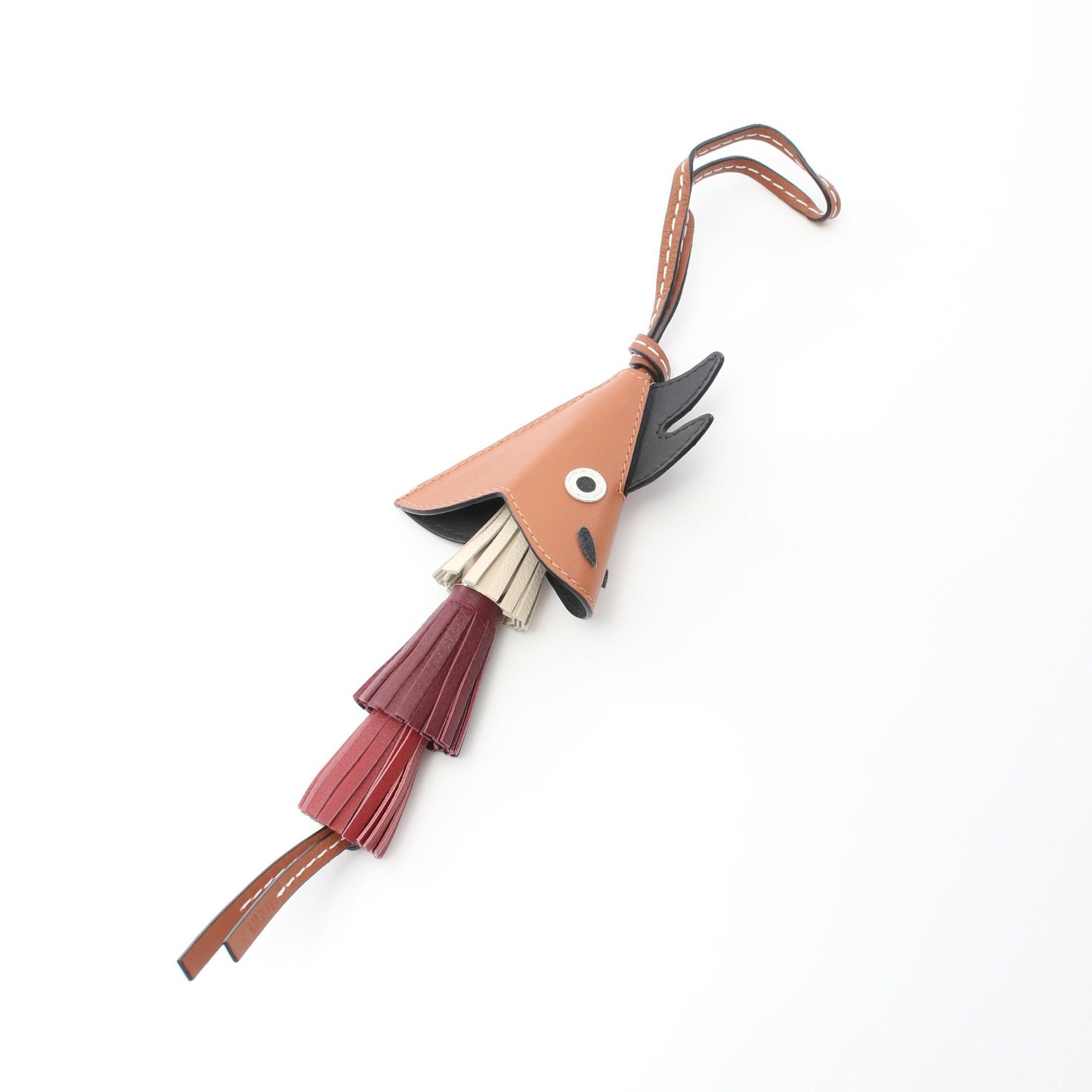 image of Loewe Dragon Tassel Charm Key Ring Leather Brown Multicolor, Women's