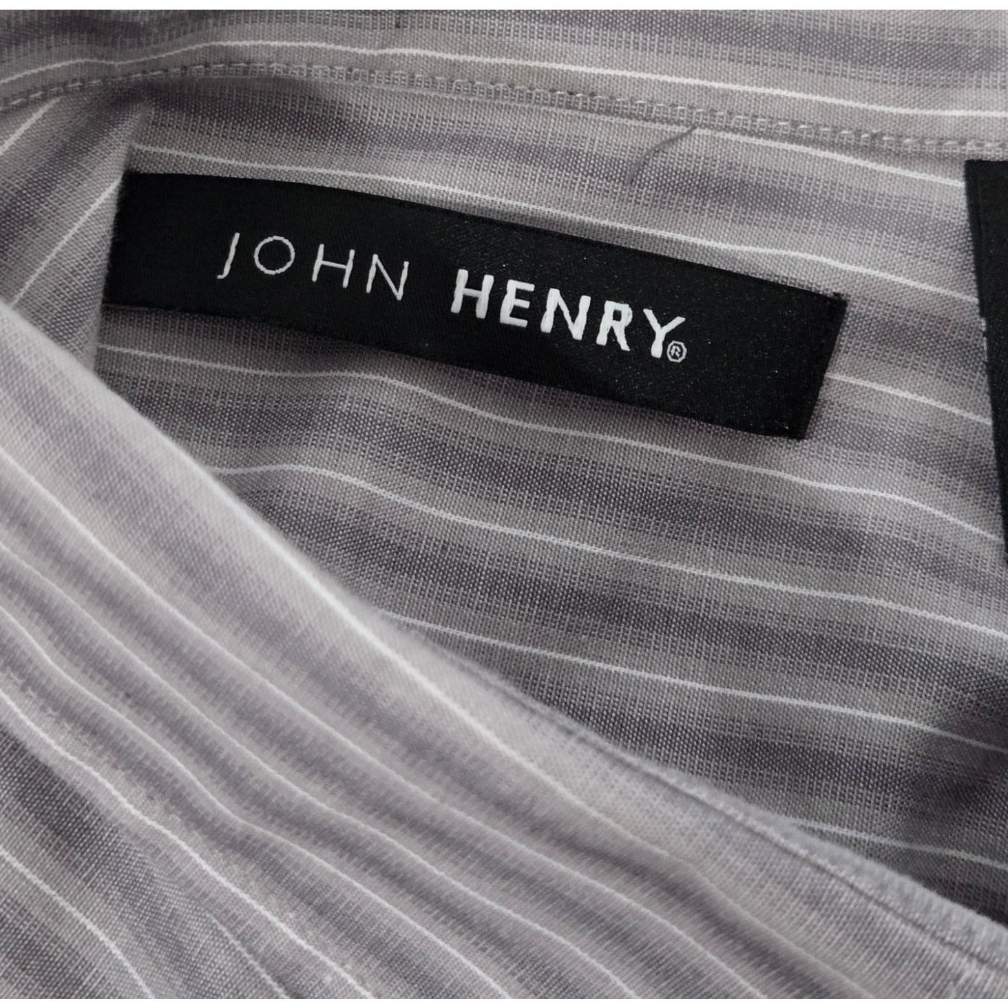 Roundtree & Yorke John Henry Gray White Striped Button Up Men's Shirt Medium Size US M / EU 48-50 / 2 - 3 Thumbnail