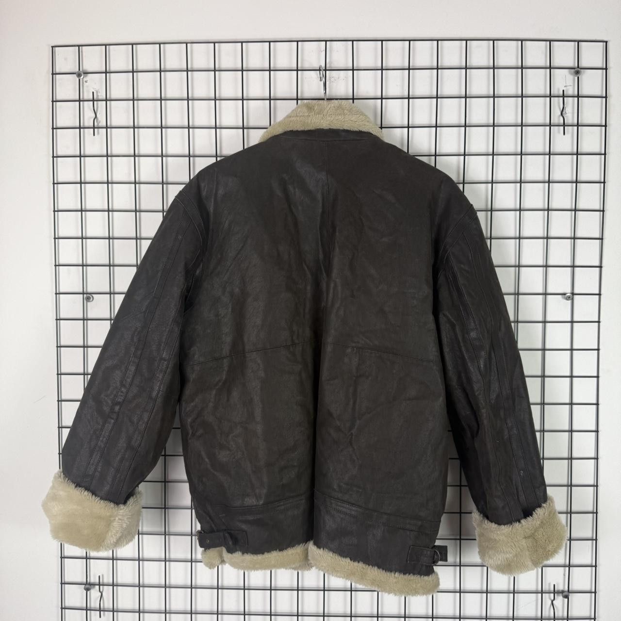 Vintage Vintage Real Leather Sherling Jacket Brown Military Size US L / EU 52-54 / 3 - 2 Thumbnail