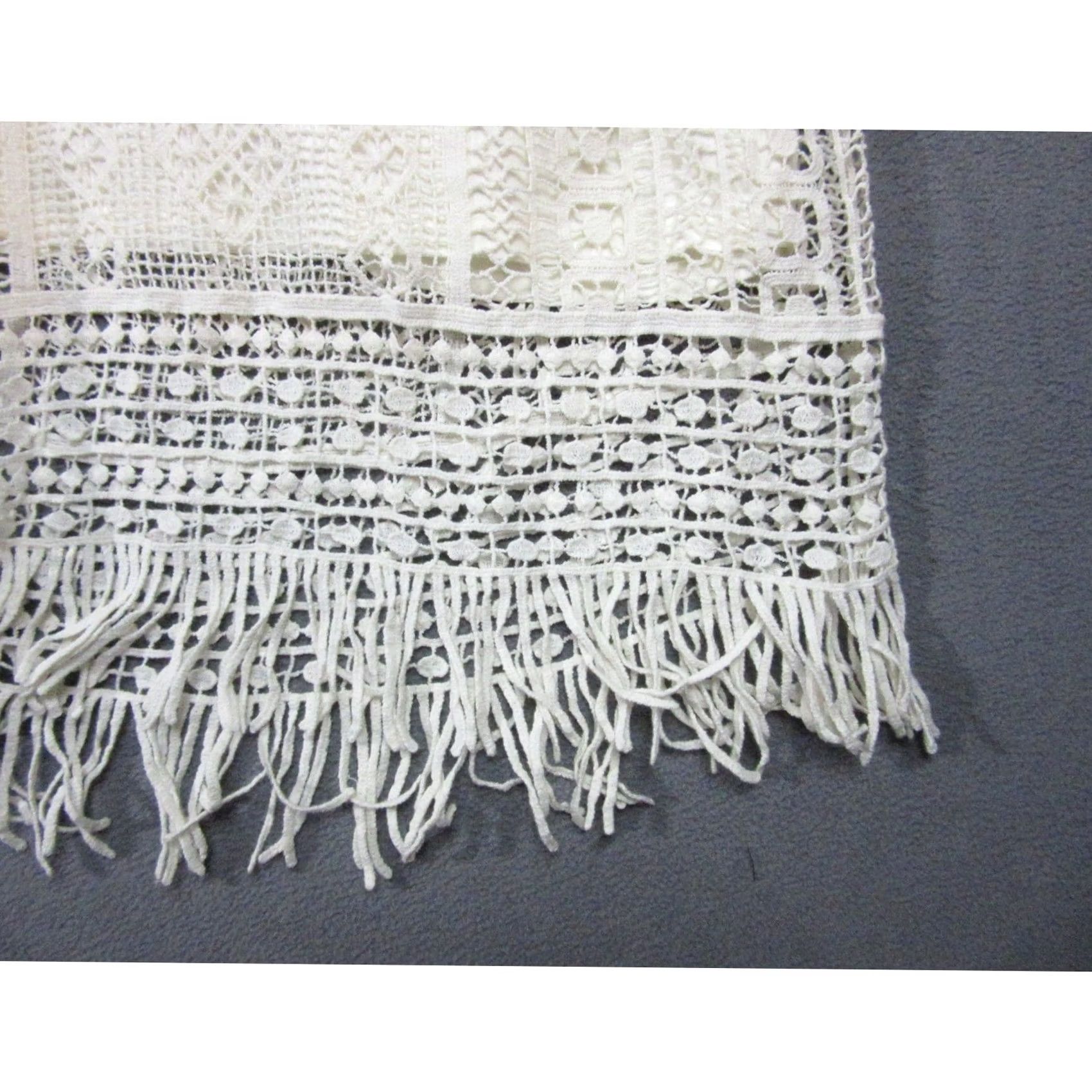 Ralph Lauren Lauren Ralph Lauren Dress Womens Medium Pearl White Crochet Lace Fringe Boho New Size M / US 6-8 / IT 42-44 - 3 Thumbnail