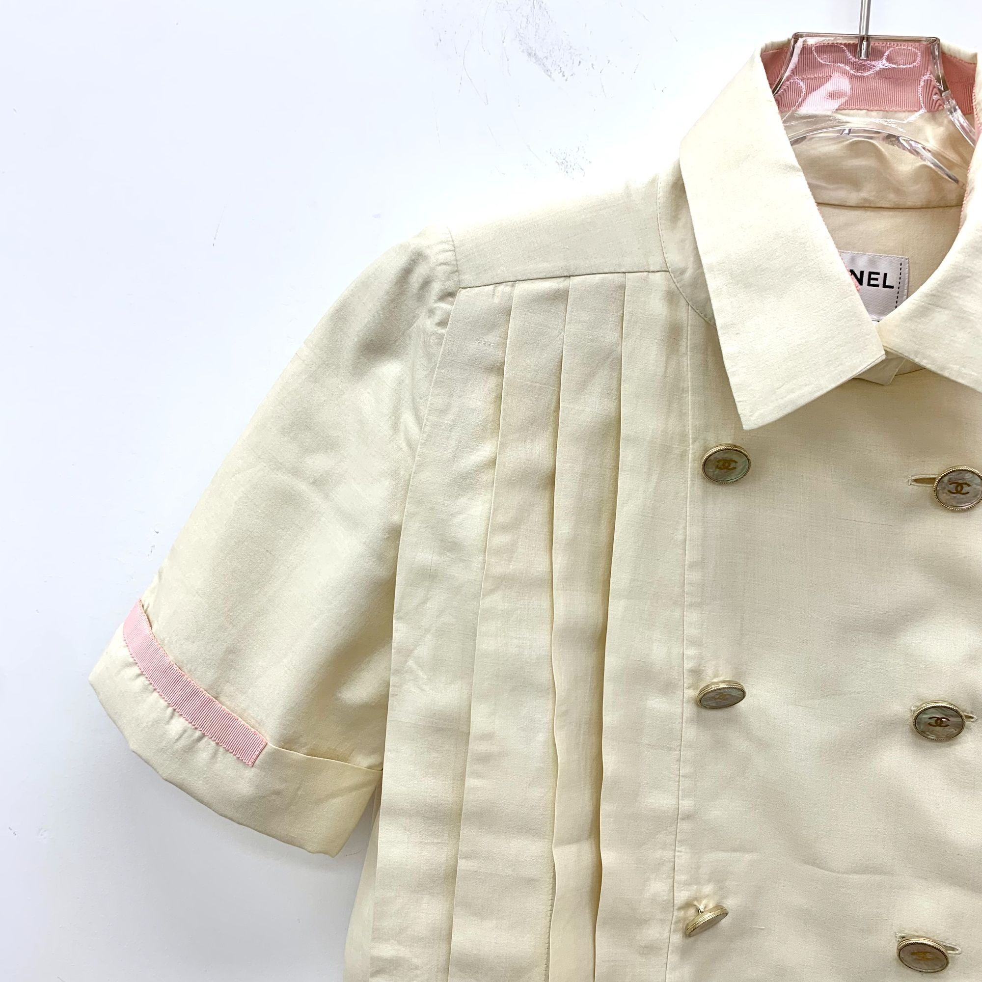 Chanel Chanel Beige Mulberry Silk Pleated Dress W/Pink Trim Double- Size S / US 4 / IT 40 - 7 Thumbnail