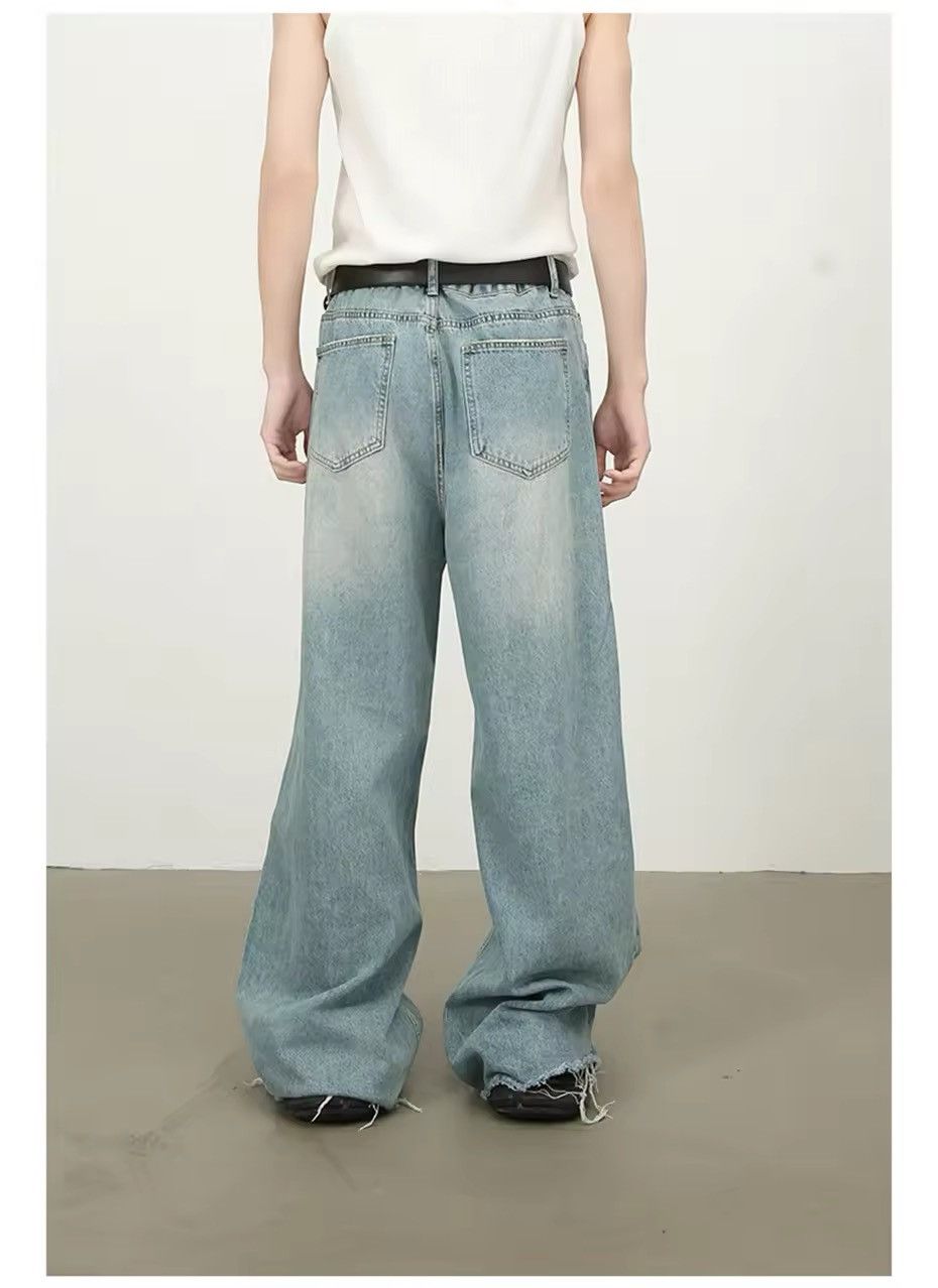 Japanese Brand Street distressed wide-leg loose straight ripped jeans Size US 33 - 3 Thumbnail