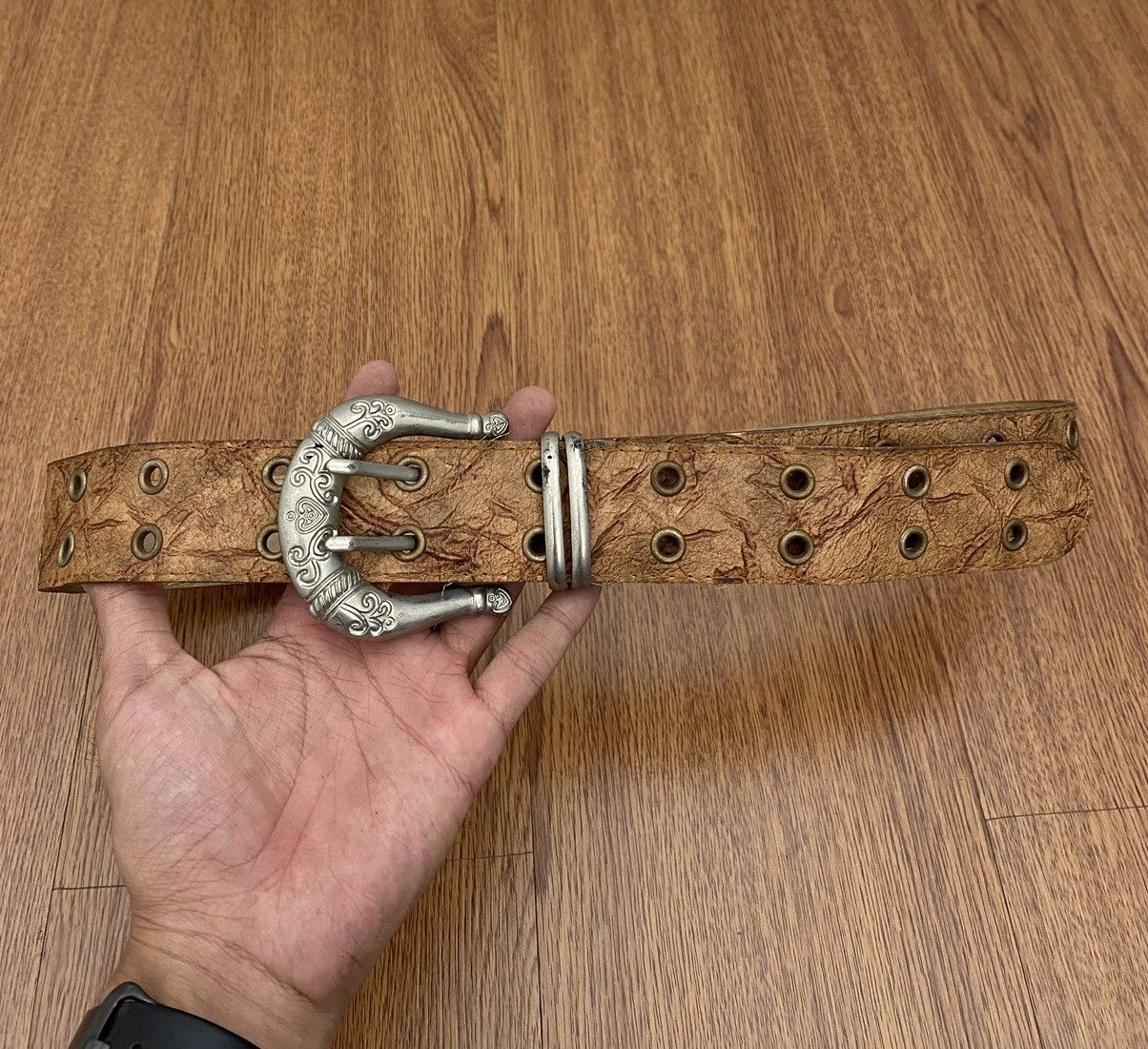 If Six Was Nine × Japanese Brand × Le Grande Bleu (L.G.B.) Wood texture leather belt Size ONE SIZE - 2 Thumbnail