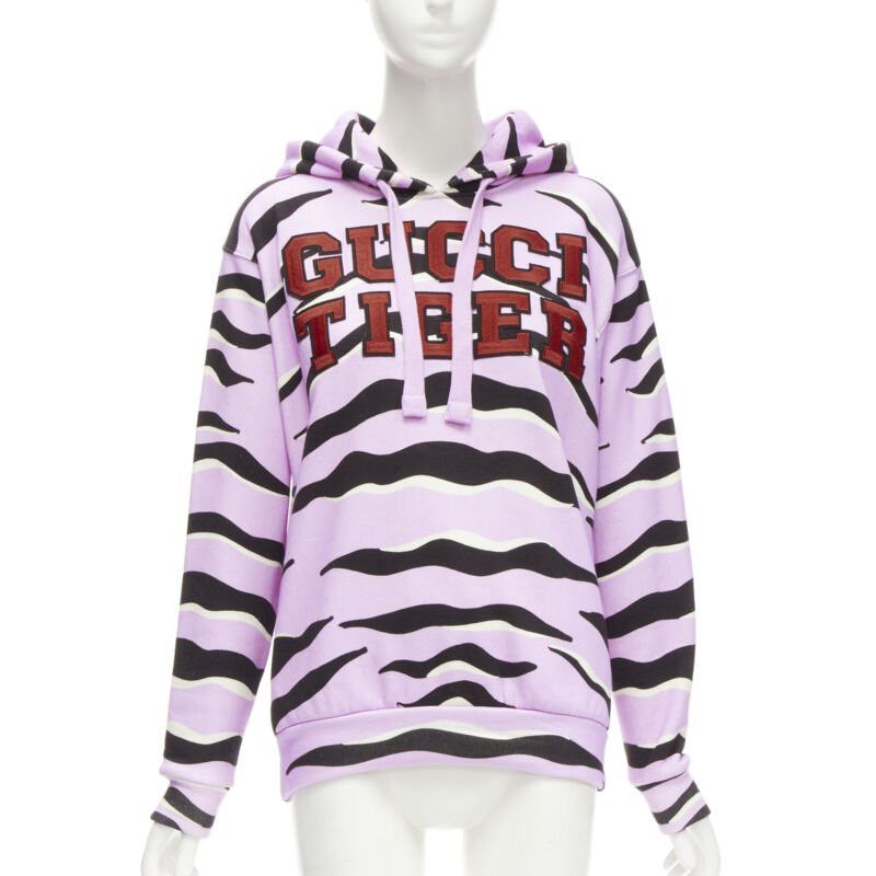 Gucci GUCCI TIGER 2022 purple cotton embroidery patch logo striped hoodie XXS Size XS / US 0-2 / IT 36-38 - 1 Thumbnail