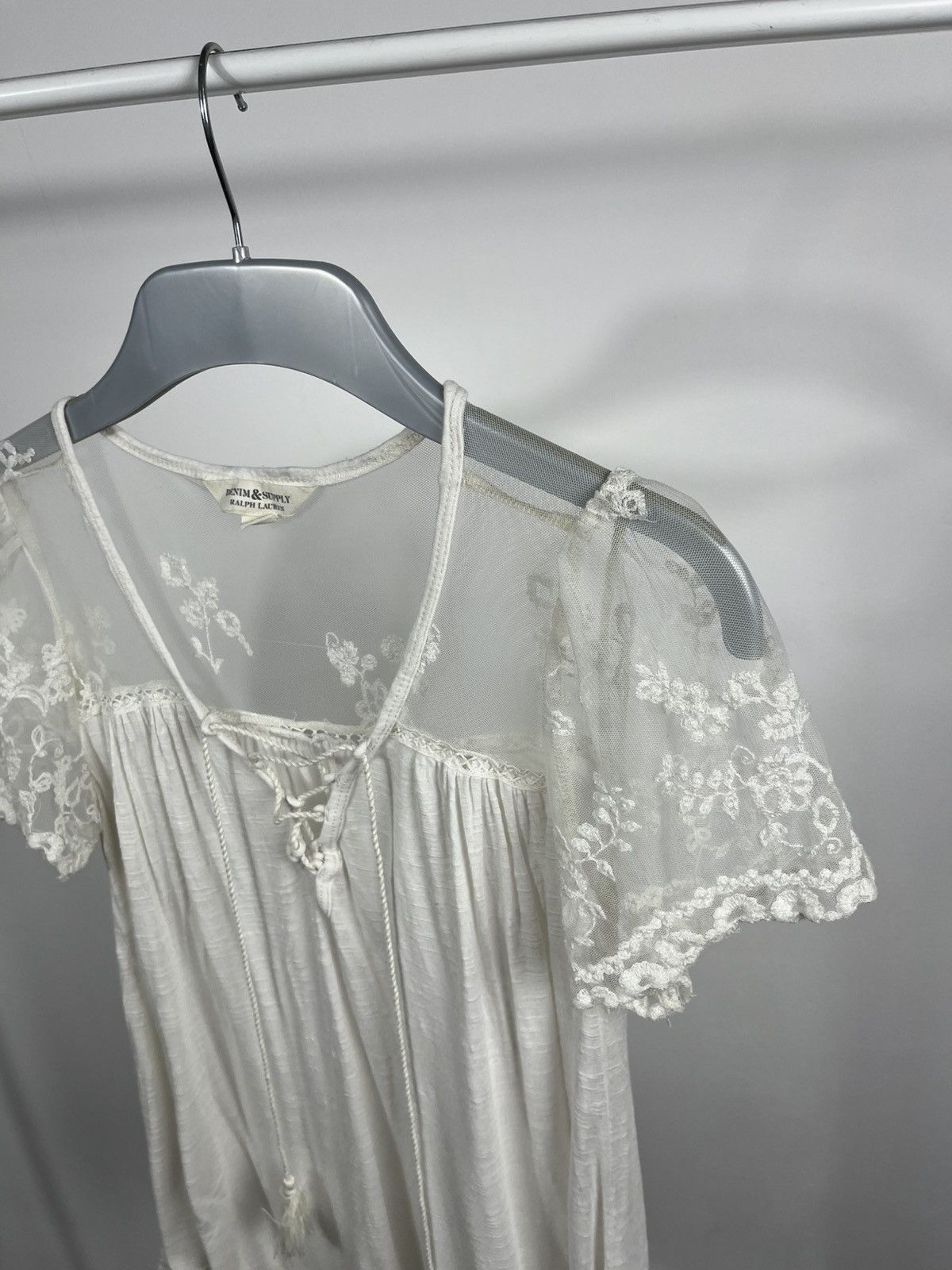 Denim & Supply Ralph Lauren × Polo Ralph Lauren × Vintage Denim Supply Ralph Lauren Boho Lace Sheer White Peasant Top Size S / US 4 / IT 40 - 5 Thumbnail