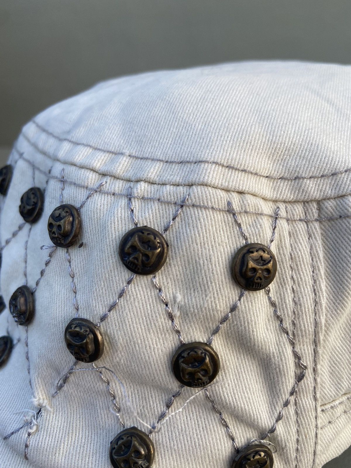 If Six Was Nine 2000s punk studded skull buttons patrol hat Size ONE SIZE - 6 Thumbnail