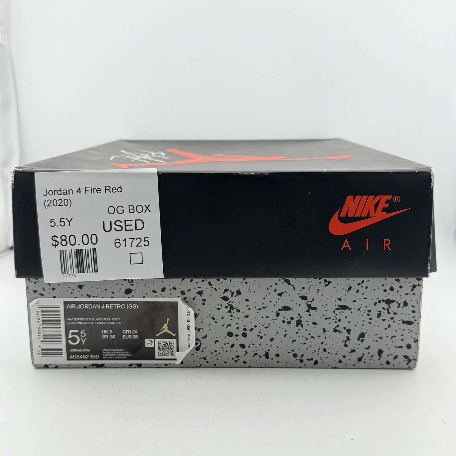 Nike Jordan 4 Fire Red 5.5Y Used with Box Size US 5.5 / EU 38 - 8 Thumbnail