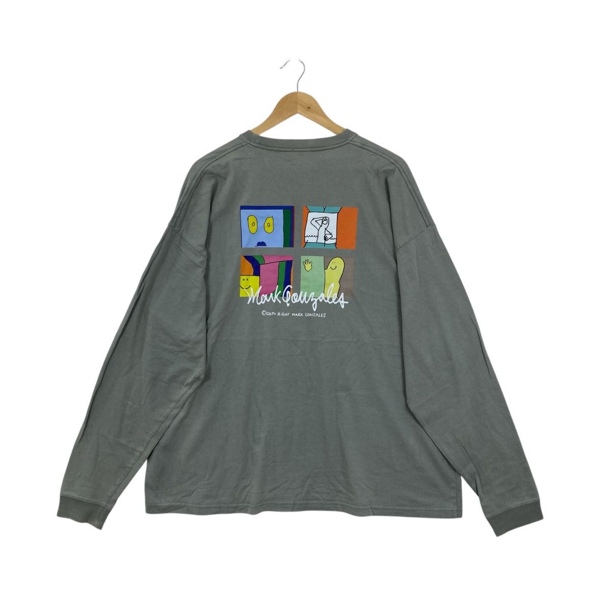 Vision Streetwear Mark Gonzales "Hang Around" Art L/S Tee Gray XL Skateboard Size US XL / EU 56 / 4 - 1 Thumbnail