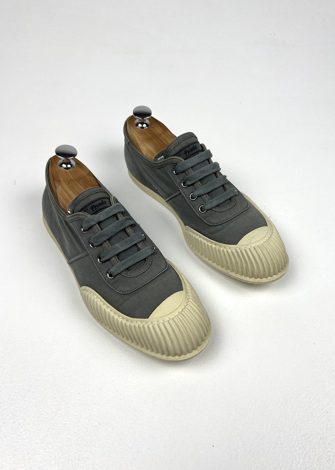 Prada PRADA Sneakers Low-Top Shoes Denim Rubber Logo Gray Wmn’s Size US 9 / IT 39 - 1 Thumbnail