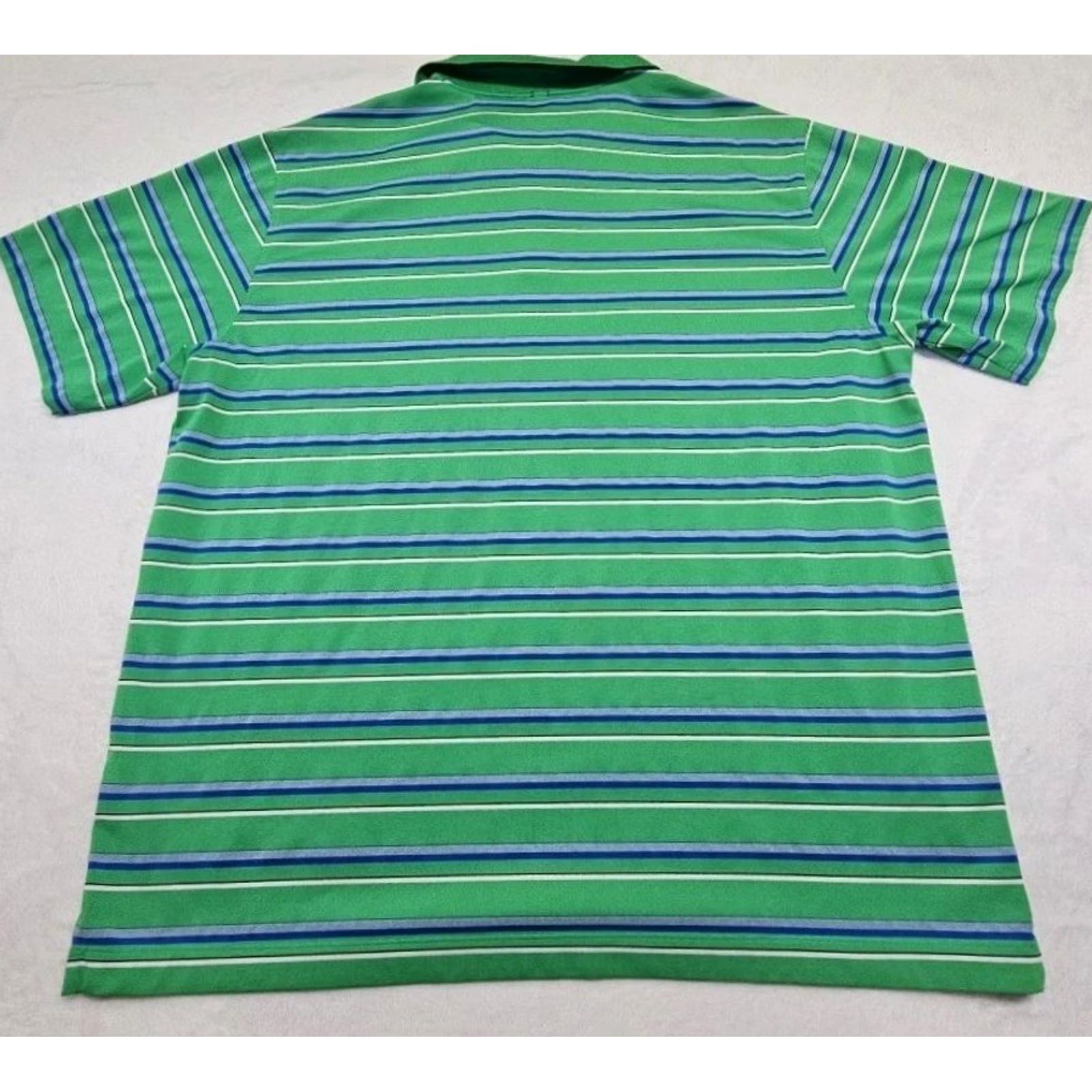 Nike Nike Golf Dri-FIT Polo Shirt Mens XL Green Blue Striped Swoosh Performance Size US XL / EU 56 / 4 - 7 Thumbnail