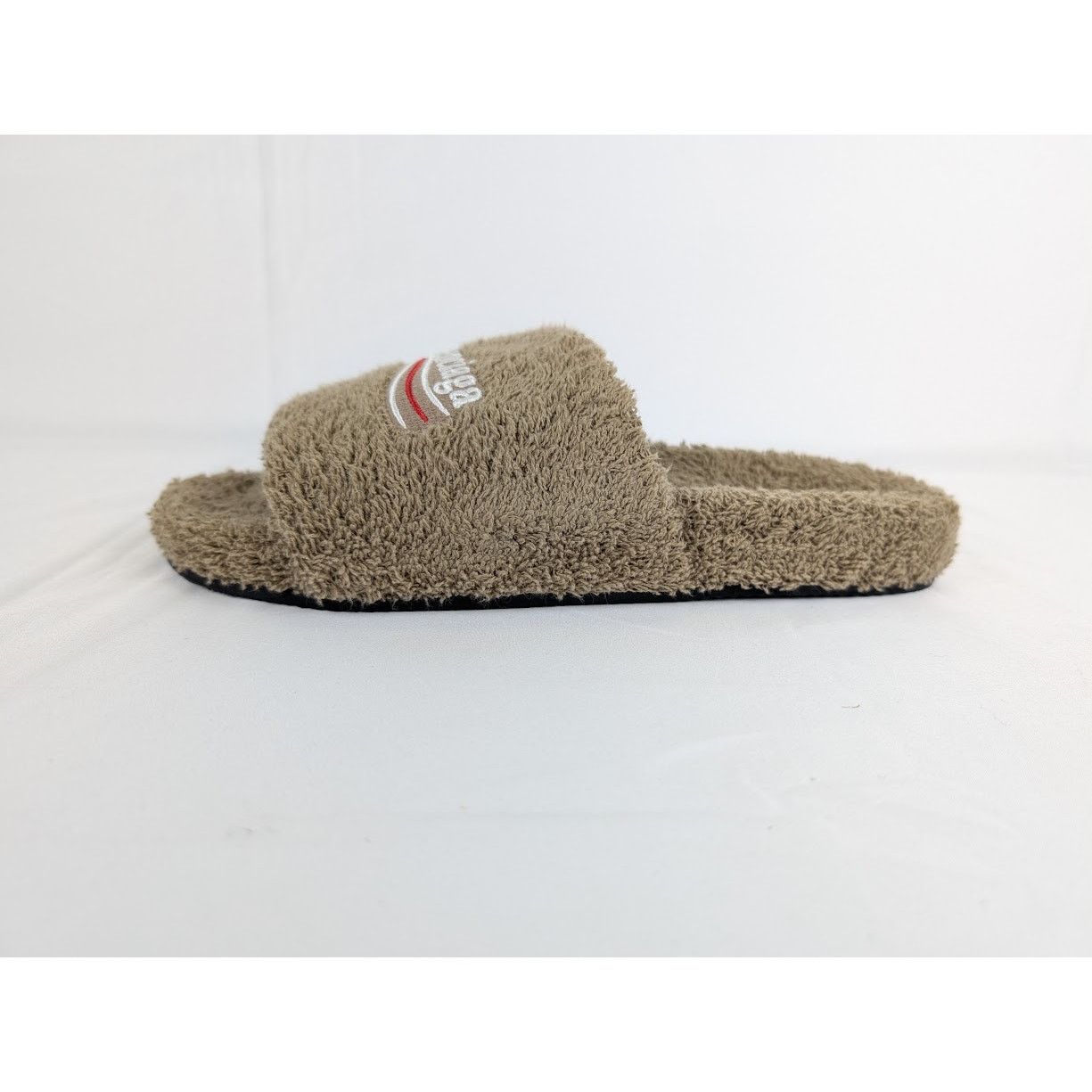 Balenciaga o1rshd1 Q:2 / Furry Slide in Khaki / White / Red Size US 8 / EU 41 - 1 Thumbnail