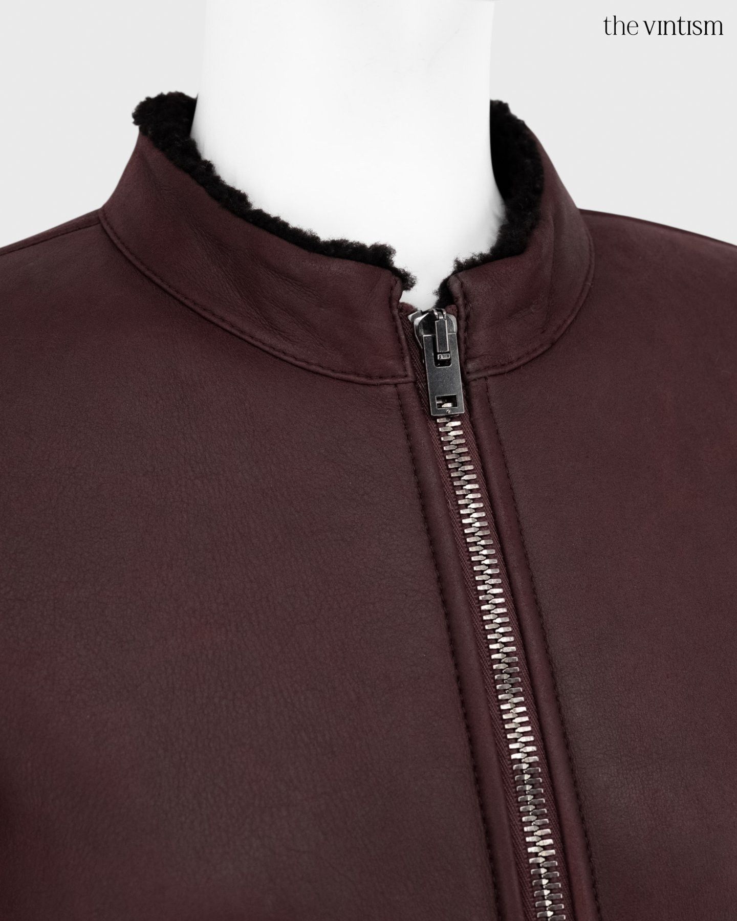 Joseph Joseph Burgundy Real Lamb Shearling Biker Jacket FR 38 S/M Size S / US 4 / IT 40 - 5 Thumbnail